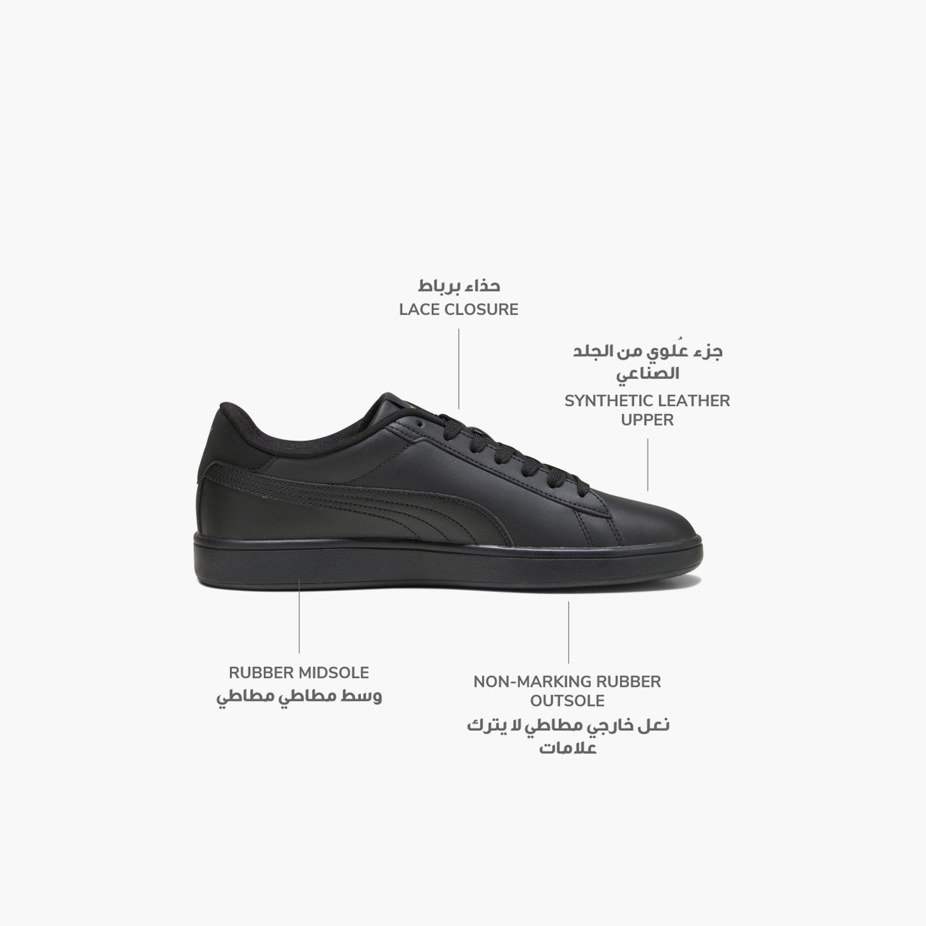 حذاء سنيكرز جلد منخفض الكاحل برباط سماش 3.0 إل للرجال من بوما-sports-men-shoes-image-2
