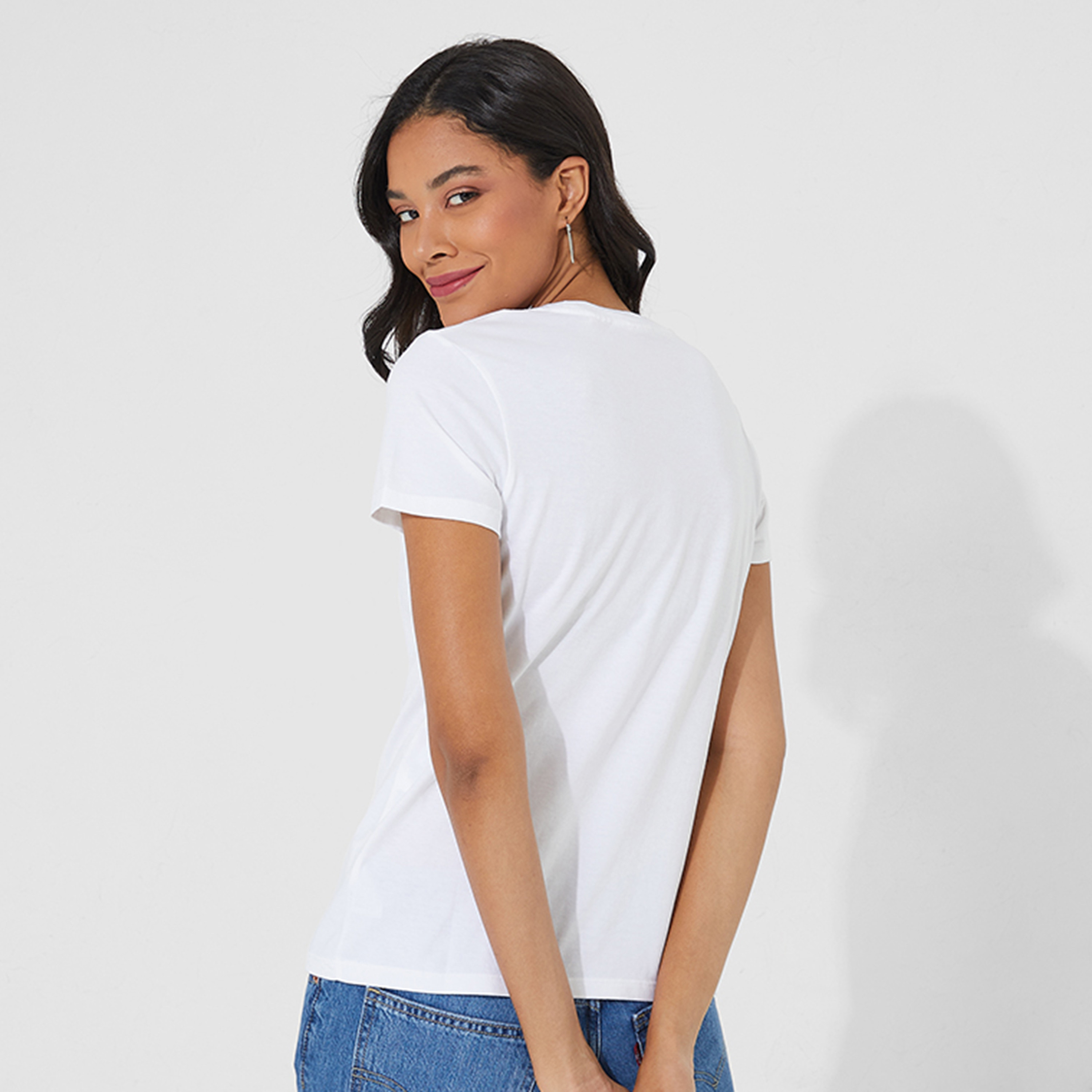 تيشيرت ليفاز وومن الأبيض البسيط برقبة قصيرة الأكمام-women-clothing-tshirts-image-2