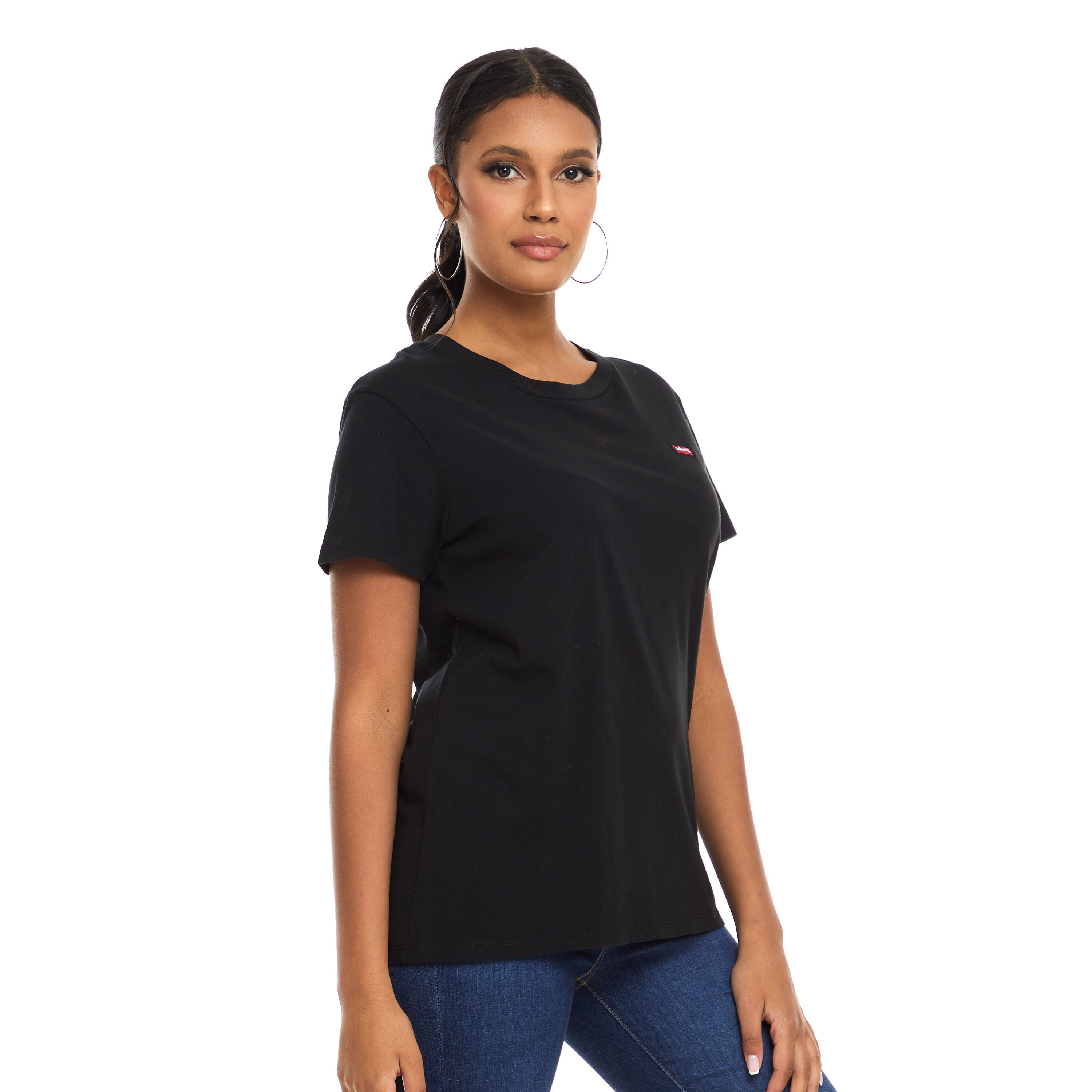 Levi's Women Black Plain Crew Neck Short Sleeves T-Shirt-women-clothing-tshirts-image-3
