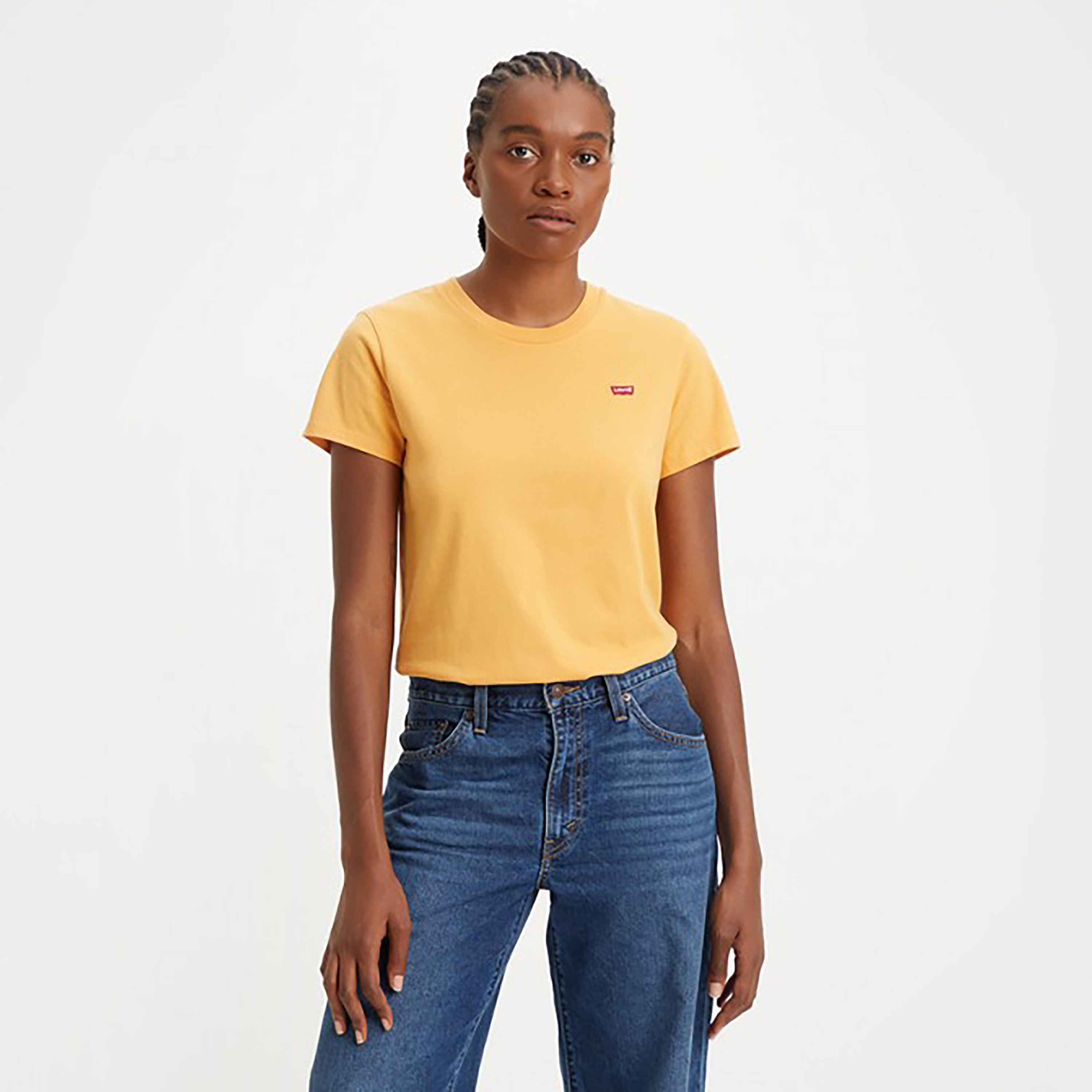 تيشيرت ليفايز بأكمام قصيرة وياقة دائرية سادة-women-clothing-tshirts-image-1