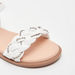 Little Missy Embellished Weave Detail Sandals with Hook and Loop Closure-Girl%27s Sandals-thumbnailMobile-2
