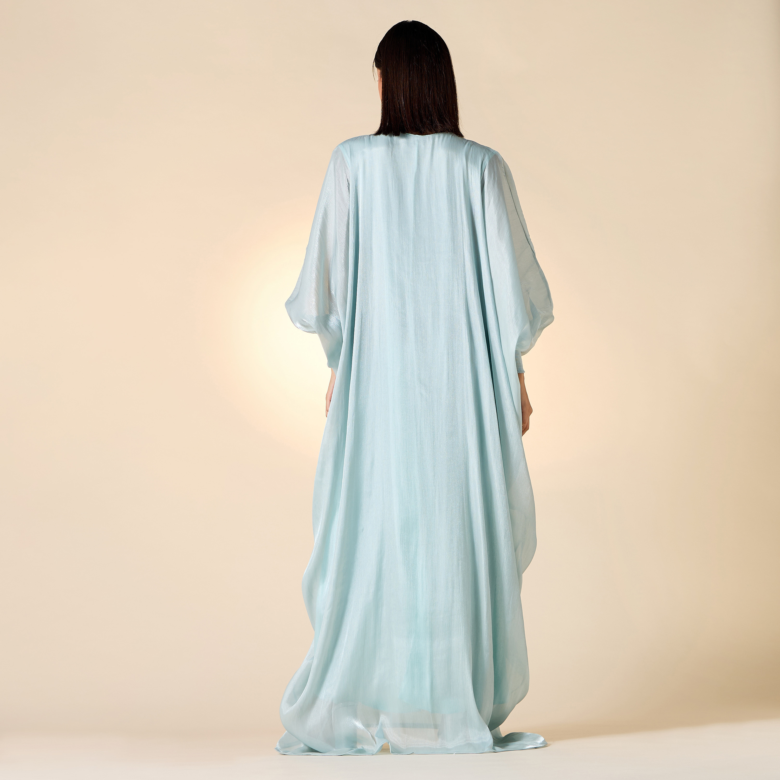 Golden Apple Embroidered Jalabiya with V-neck and Extended Cuff Sleeves-women-arabicclothing-jalabiyas-image-3