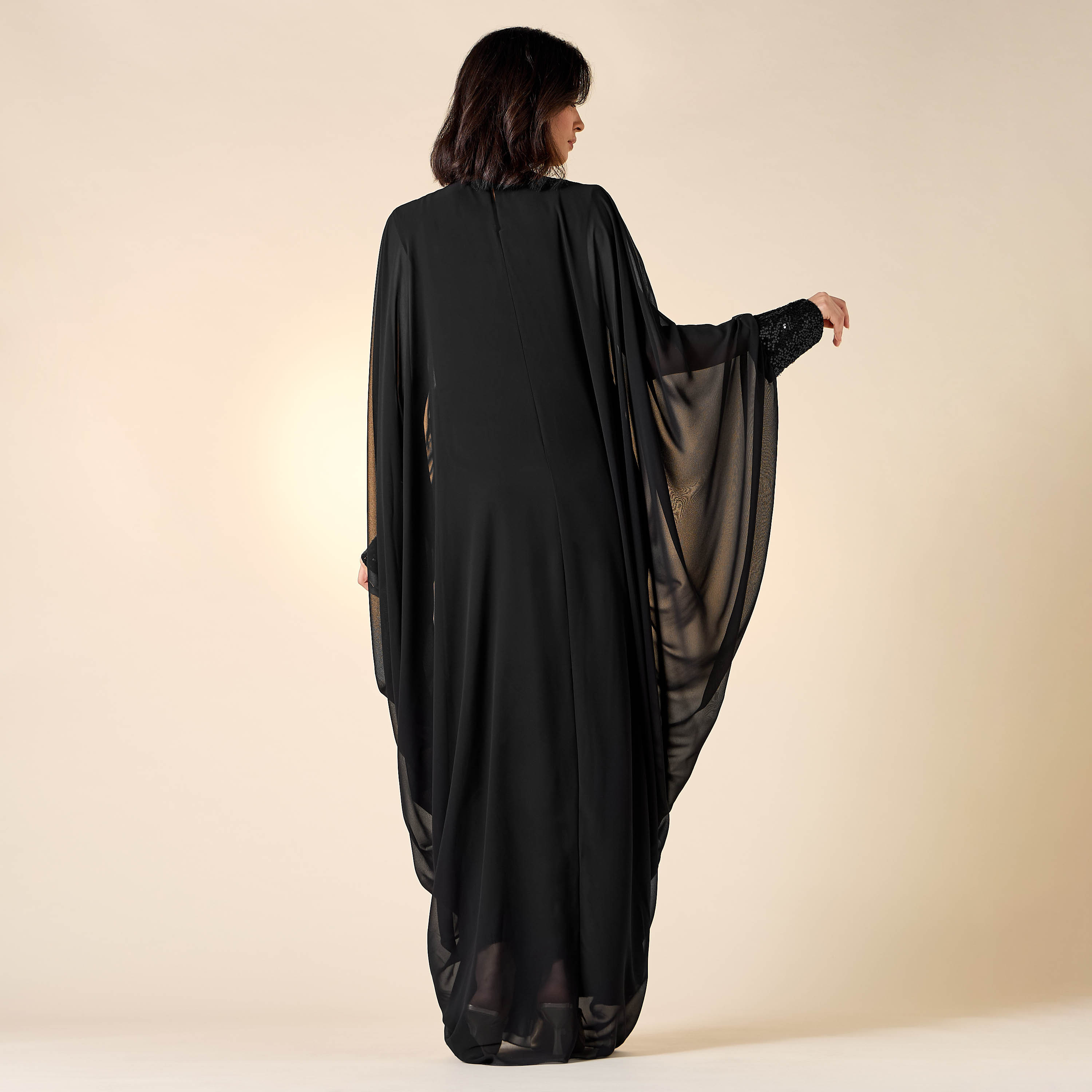 Golden Apple Embellished Dress with Draped Sleeves-women-clothing-dresses-image-3