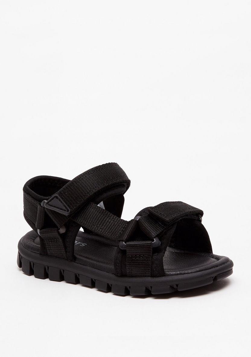 Juniors Solid Open Toe Sandals with Hook and Loop Closure-Boy%27s Sandals-image-1