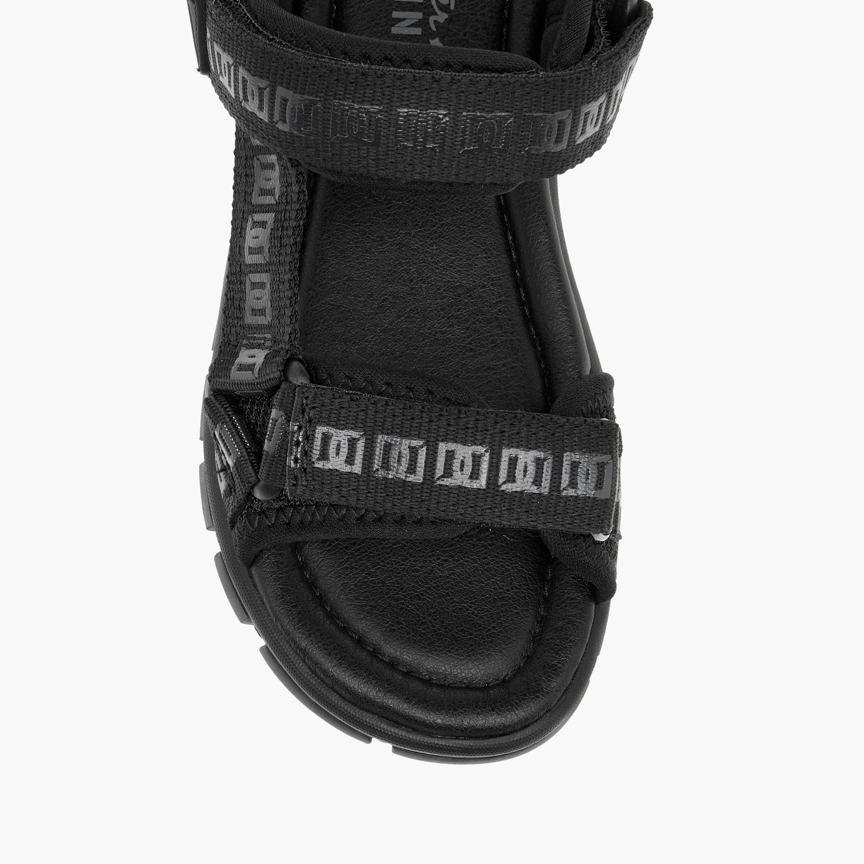 Mister Duchini Boys' Monogram Print Floaters with Hook and Loop Closure-boys-shoes-sandals-image-3