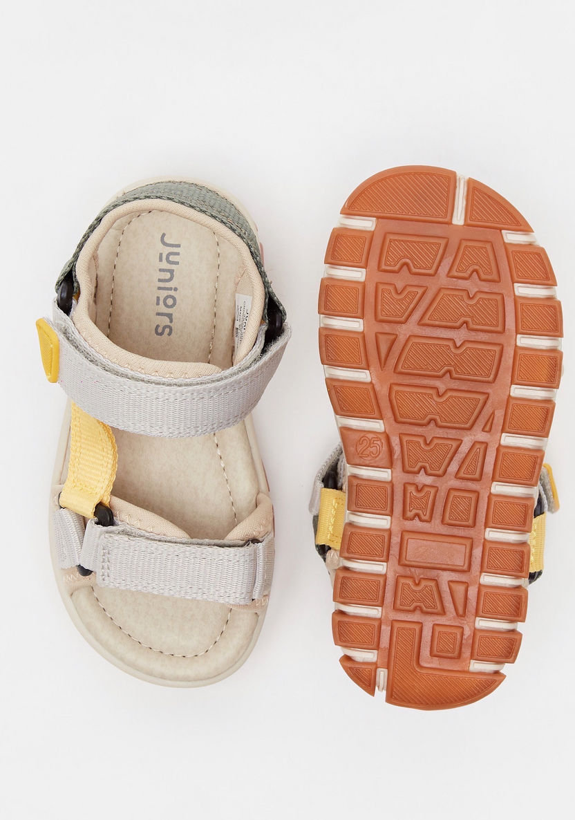 Juniors Solid Open Toe Sandals with Hook and Loop Closure-Boy%27s Sandals-image-4