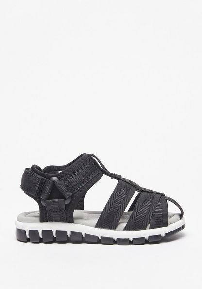 Juniors Textured Back Strap Sandals with Hook and Loop Closure-Boy%27s Sandals-image-0
