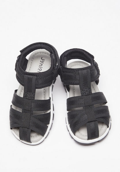Juniors Textured Back Strap Sandals with Hook and Loop Closure-Boy%27s Sandals-image-1