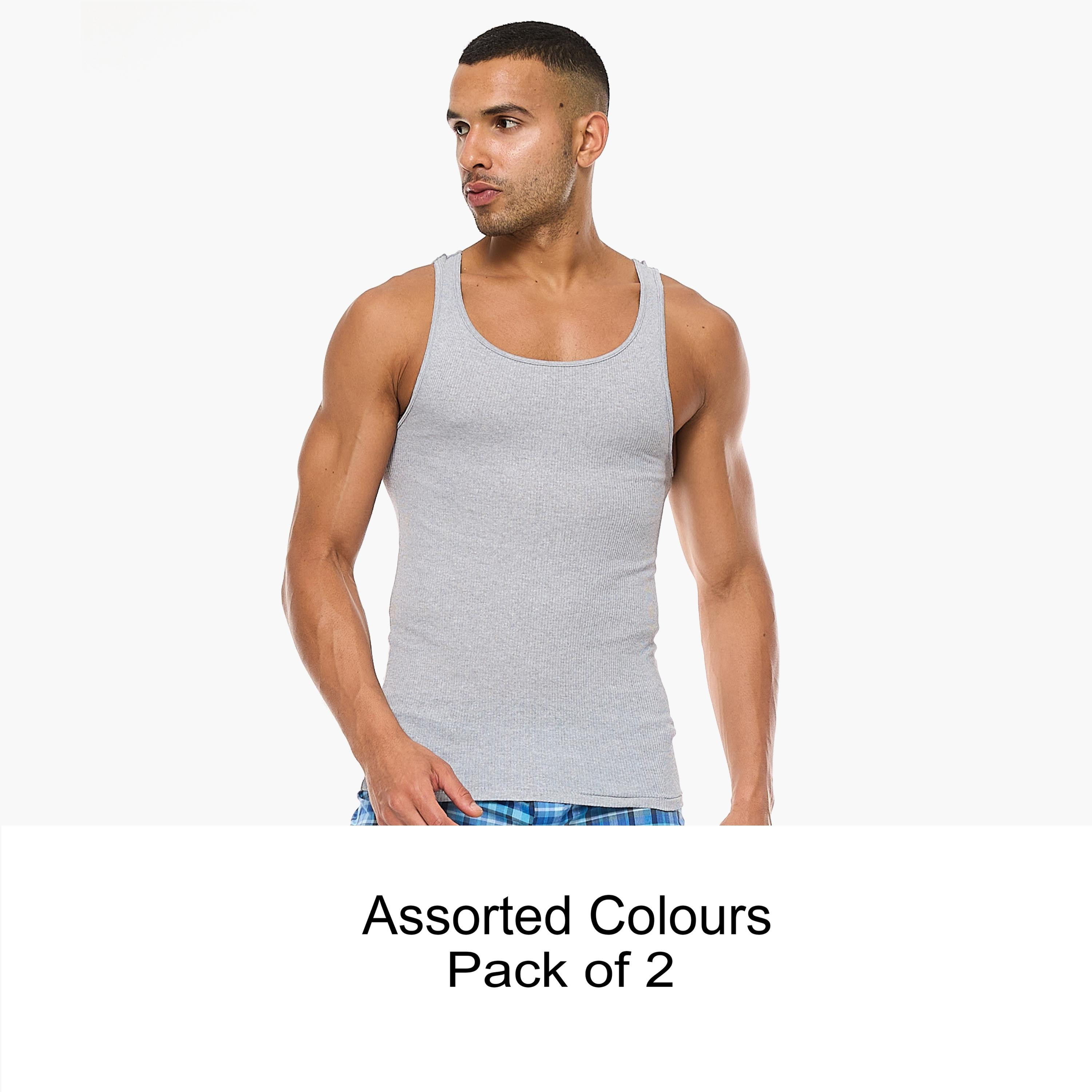 مجموعة متنوعة من هنس مكونة من 2 سترۃ للرجال سادة-men-clothing-innerwear-vests-image-1