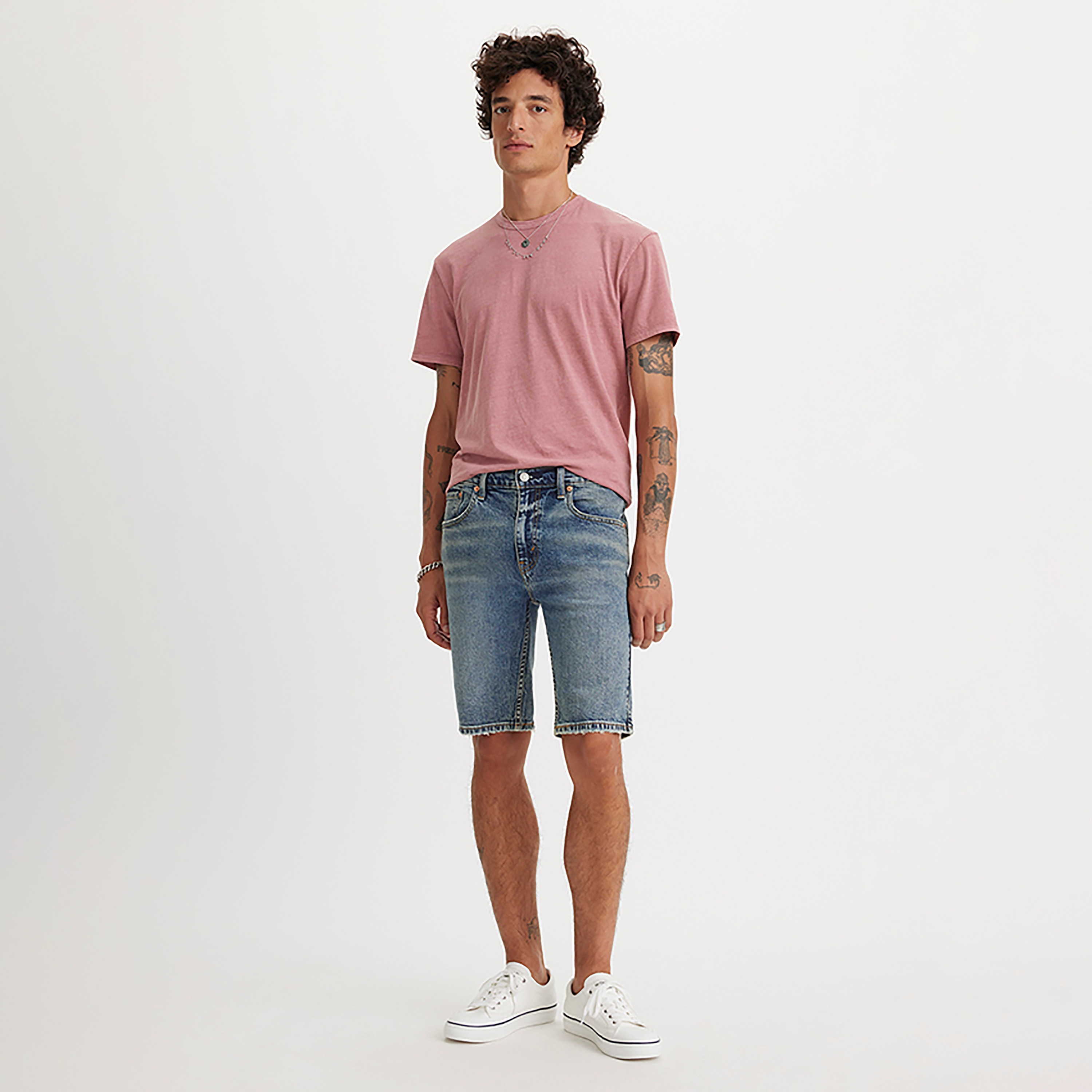 Levi's Plain Mid-Rise Button Denim Shorts-men-clothing-bottoms-shorts-image-2