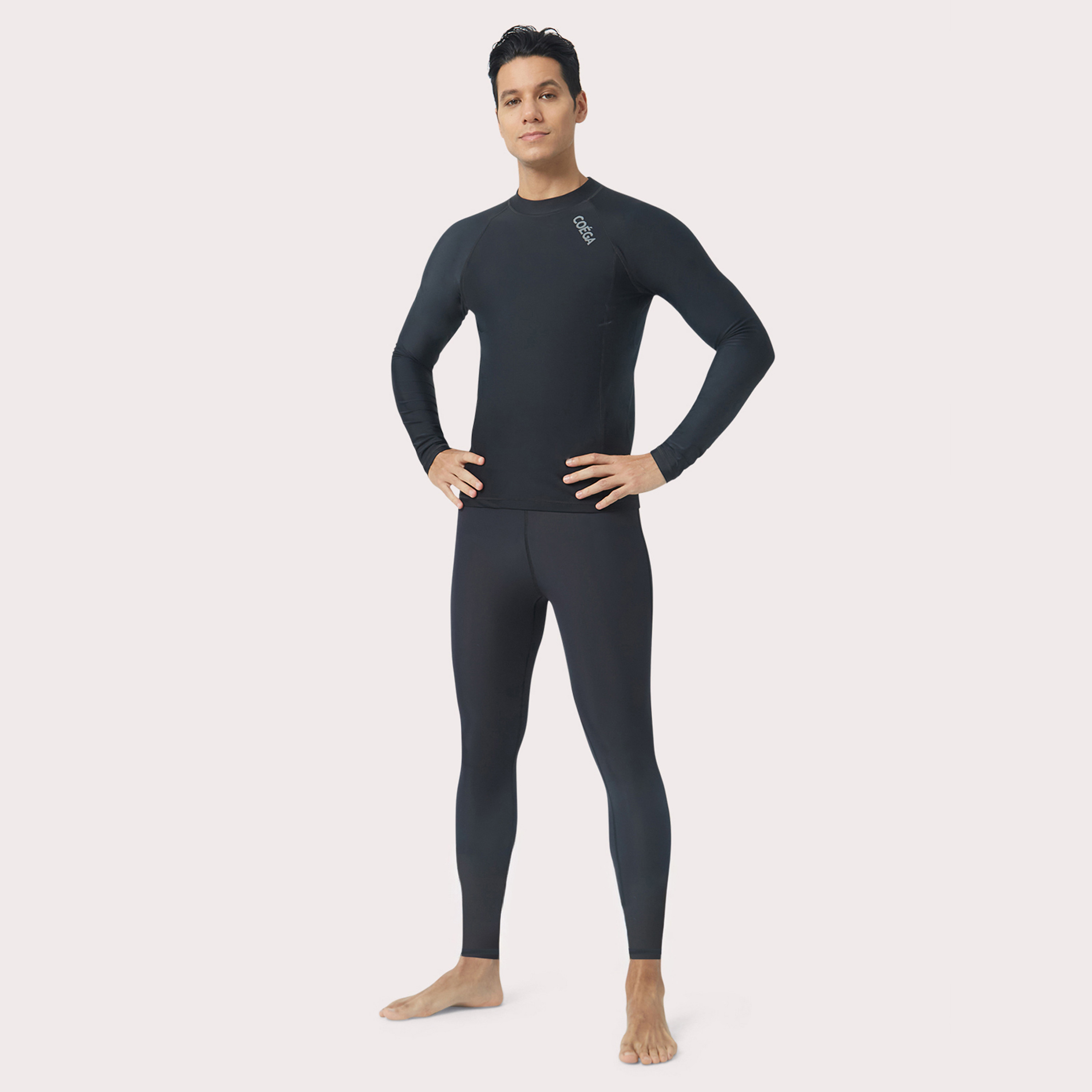 Coega Men's Full Length Leggings Black-sports-men-clothing-swimwear-image-2