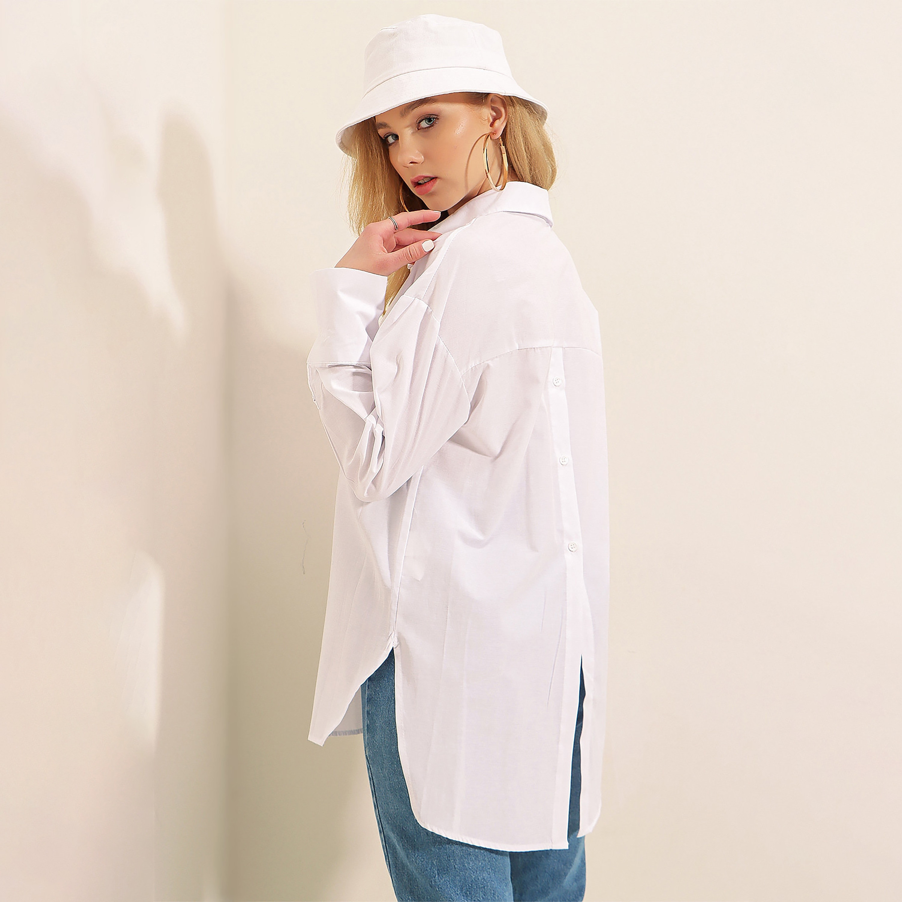 Bigdart White Spread Collar Drop Shoulder Sleeves Women's Shirt-women-clothing-shirtsandblouses-shirts-image-4
