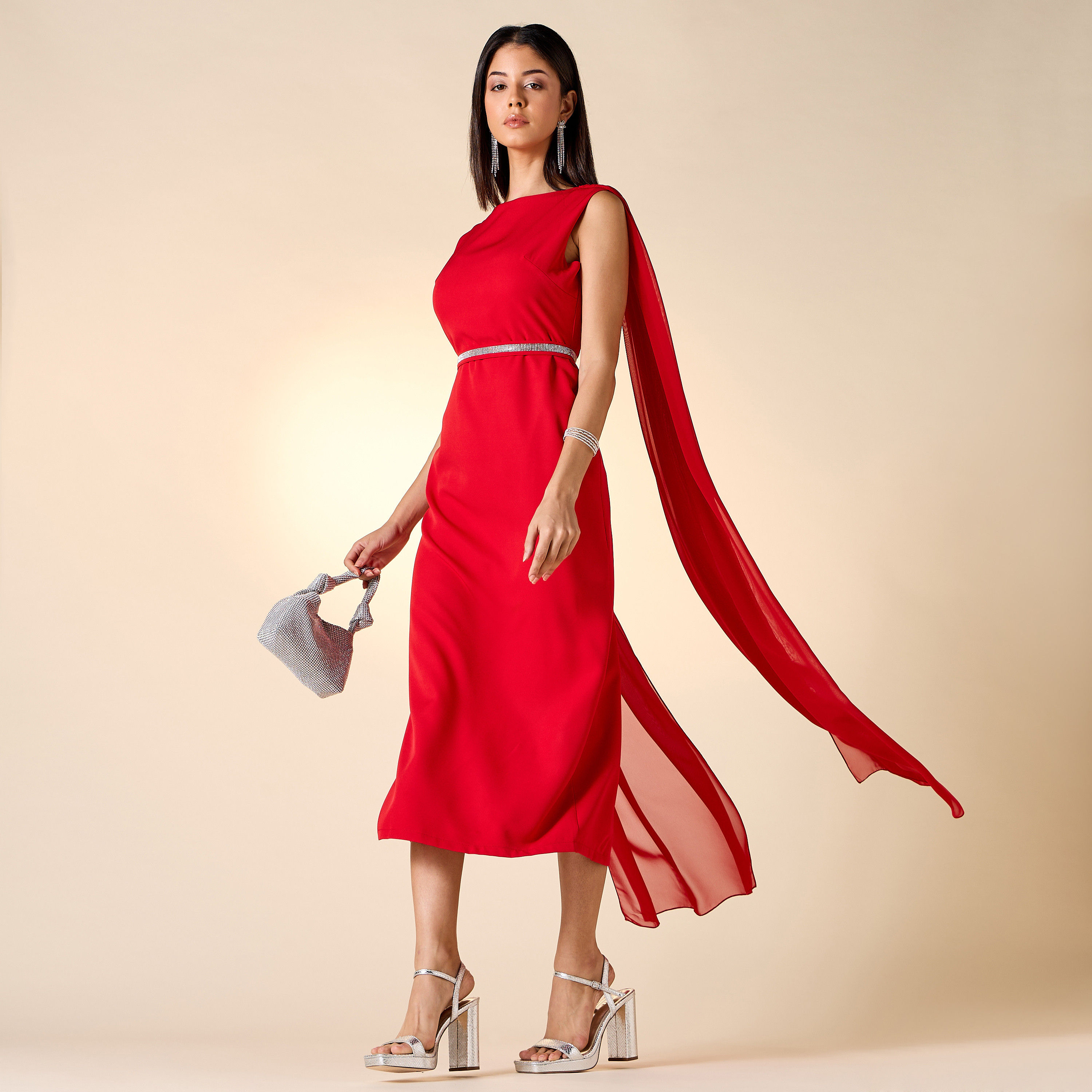 فستان مزين بأكمام كاب من جولدن أبل-women-clothing-dresses-image-2