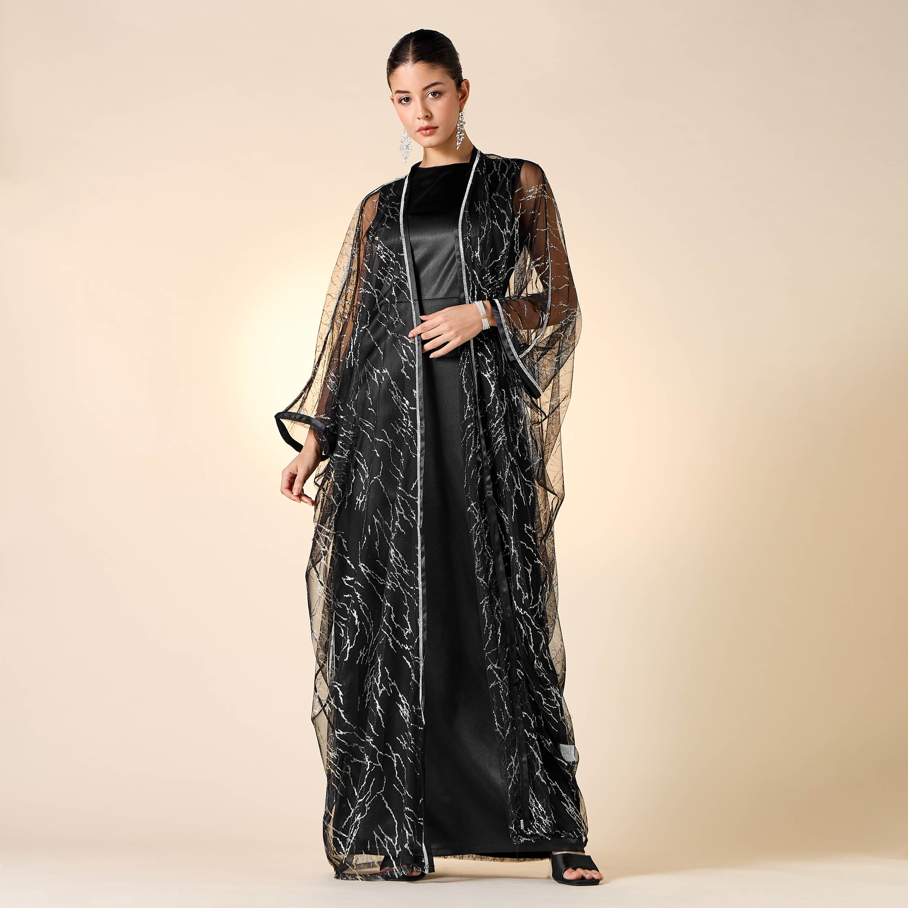 Golden Apple Solid Sleeveless Dress with Longline Shrug and Belt-women-clothing-dresses-image-8