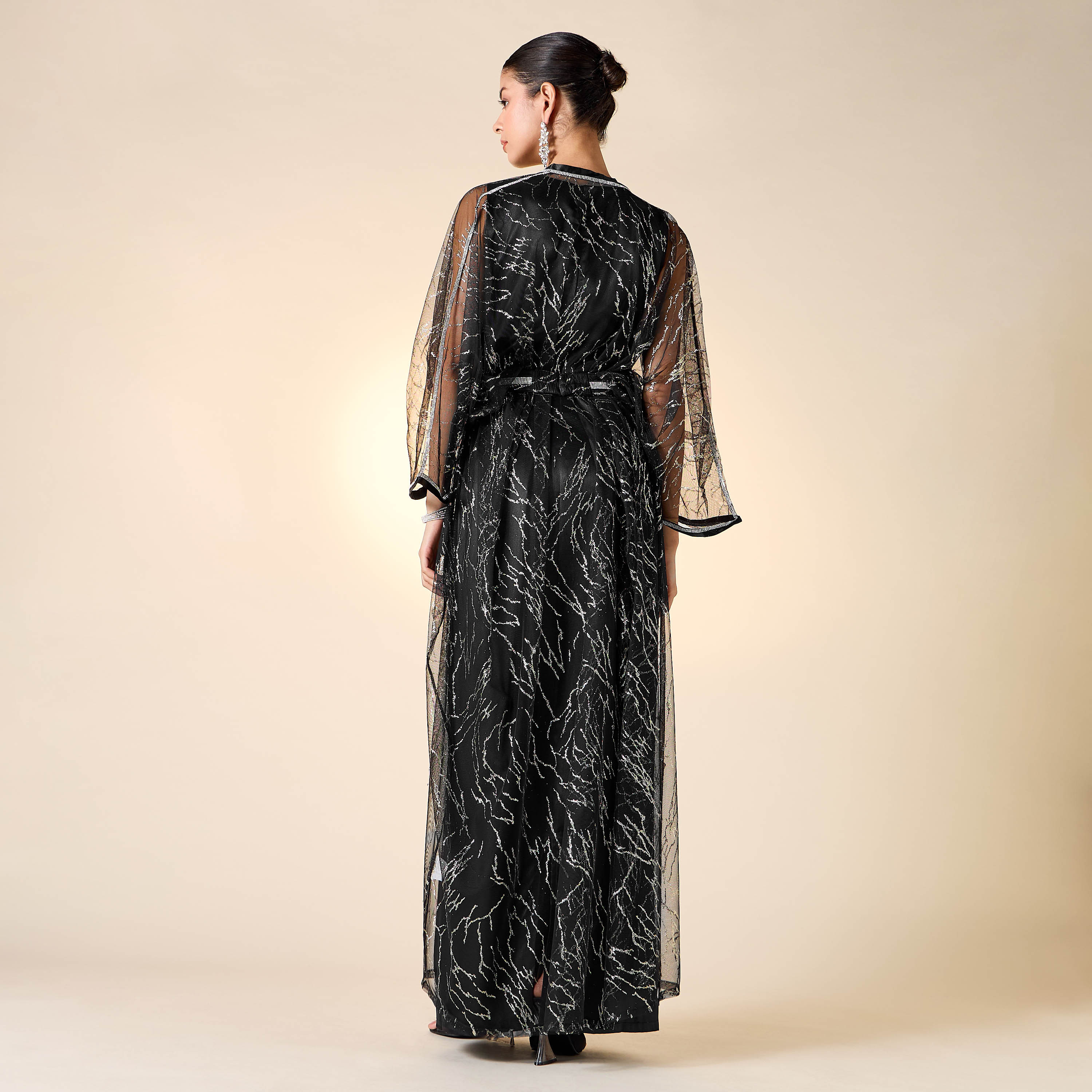 Golden Apple Solid Sleeveless Dress with Longline Shrug and Belt-women-clothing-dresses-image-9