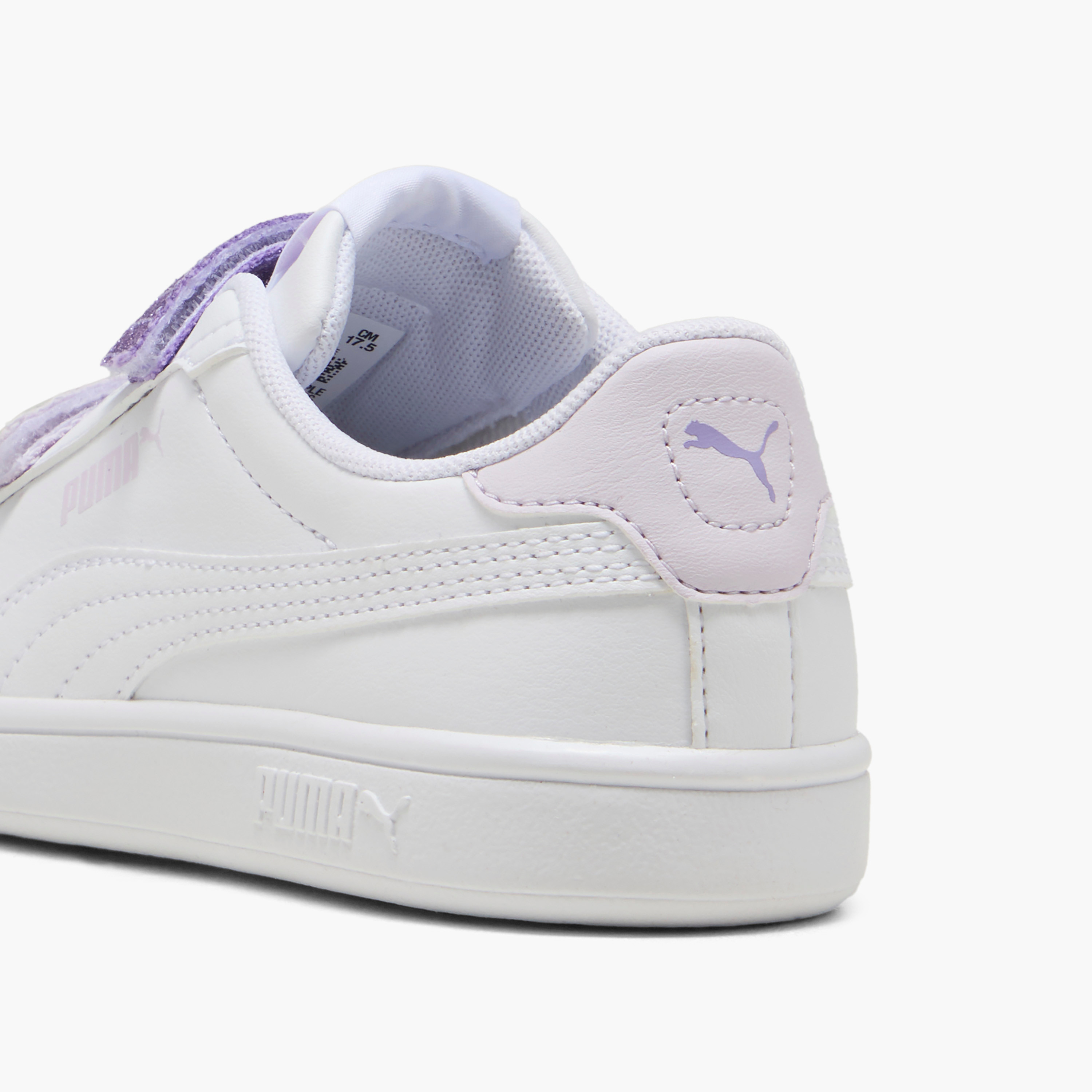 Puma Girls Smash 3.0 L Glitter Velcro Hook & Loop Ankle Shoes-girls-shoes-sneakers-image-3