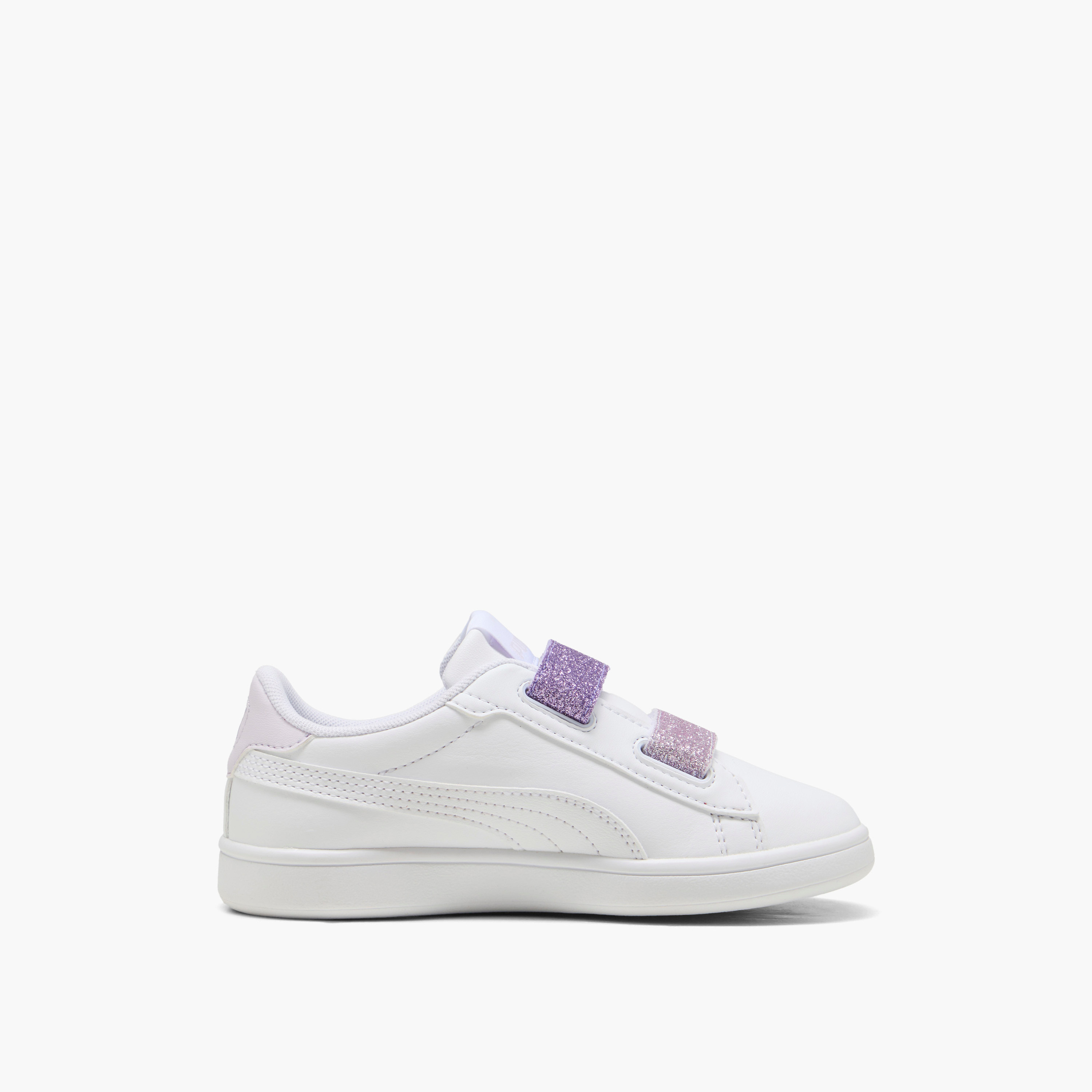 Puma Girls Smash 3.0 L Glitter Velcro Hook & Loop Ankle Shoes-girls-shoes-sneakers-image-5