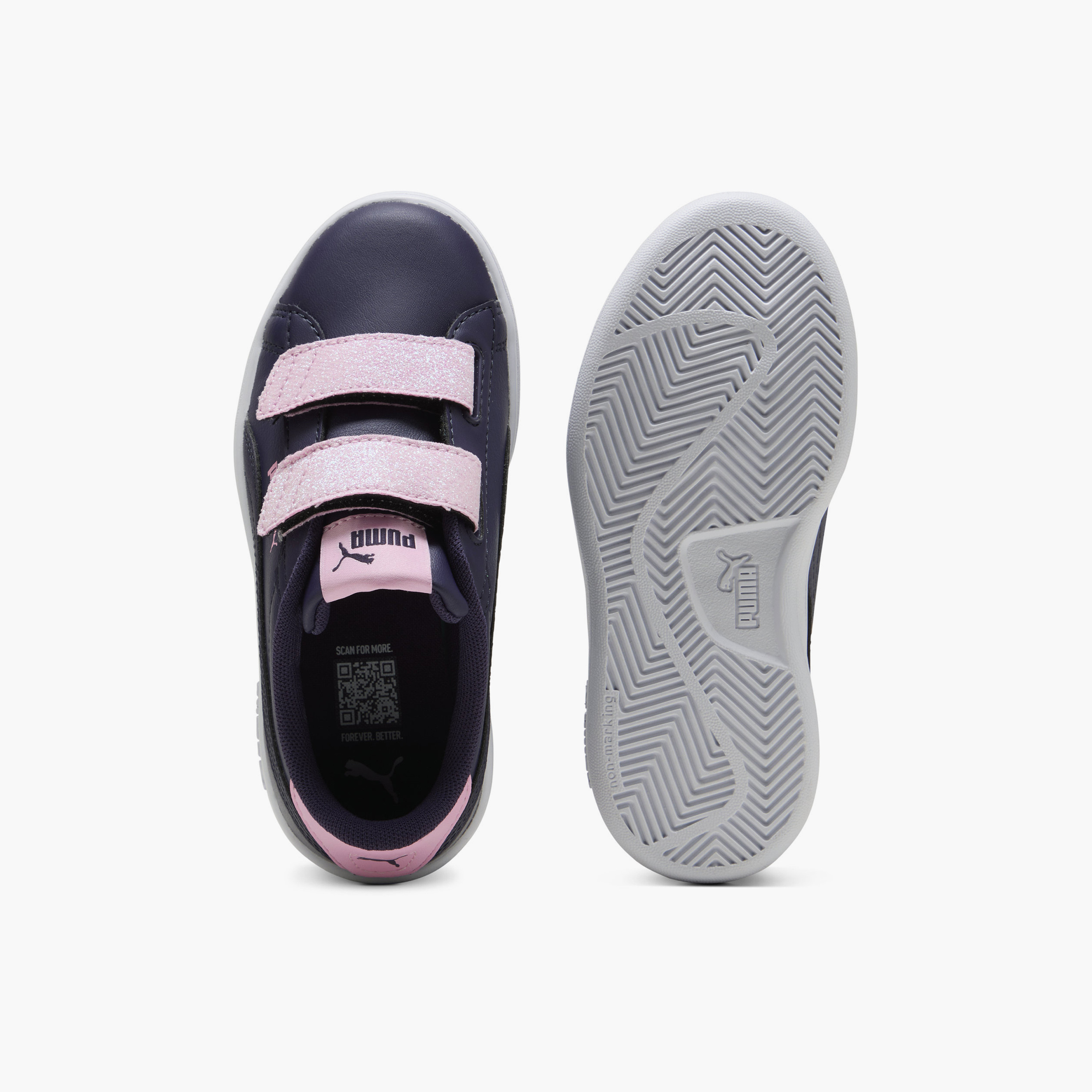 Puma Girls Smash 3.0 L Glitter V Hook & Loop Sports Shoes-sports-girls-shoes-image-4