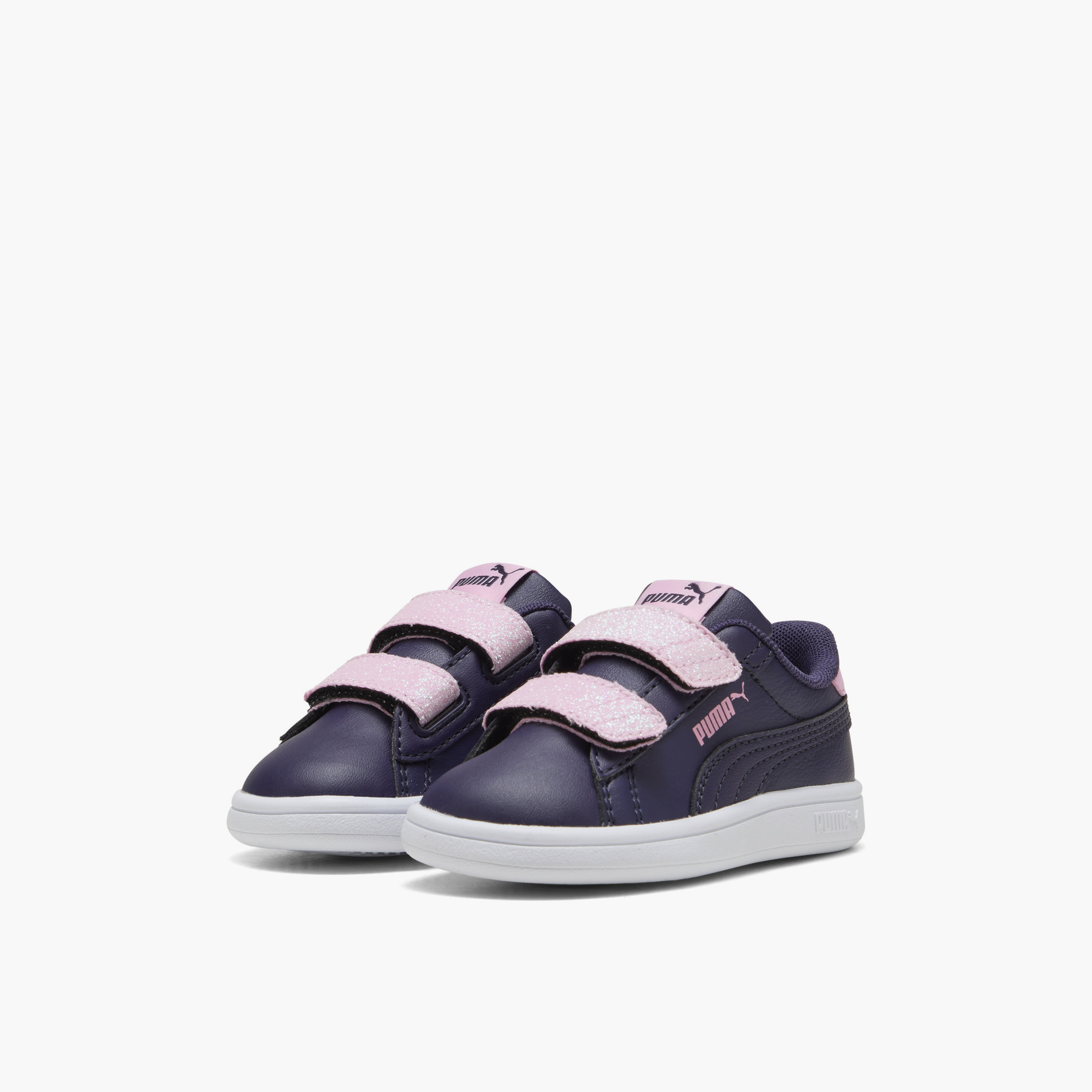 Puma Smash 3.0 L Glitter V Sneakers with Hook & Loop Closure-baby-girls-shoes-closedshoes-image-1