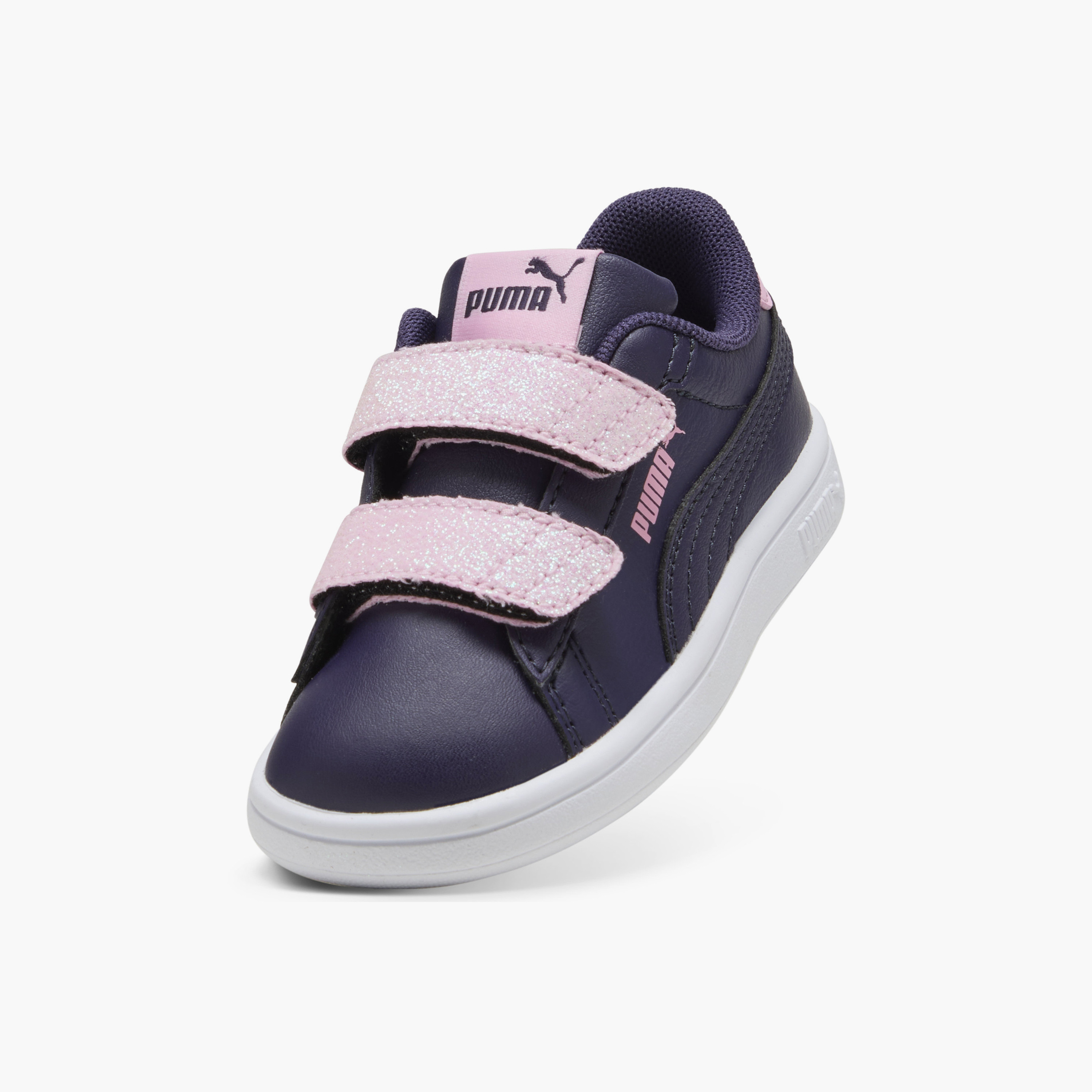 Puma Smash 3.0 L Glitter V Sneakers with Hook & Loop Closure-baby-girls-shoes-closedshoes-image-5