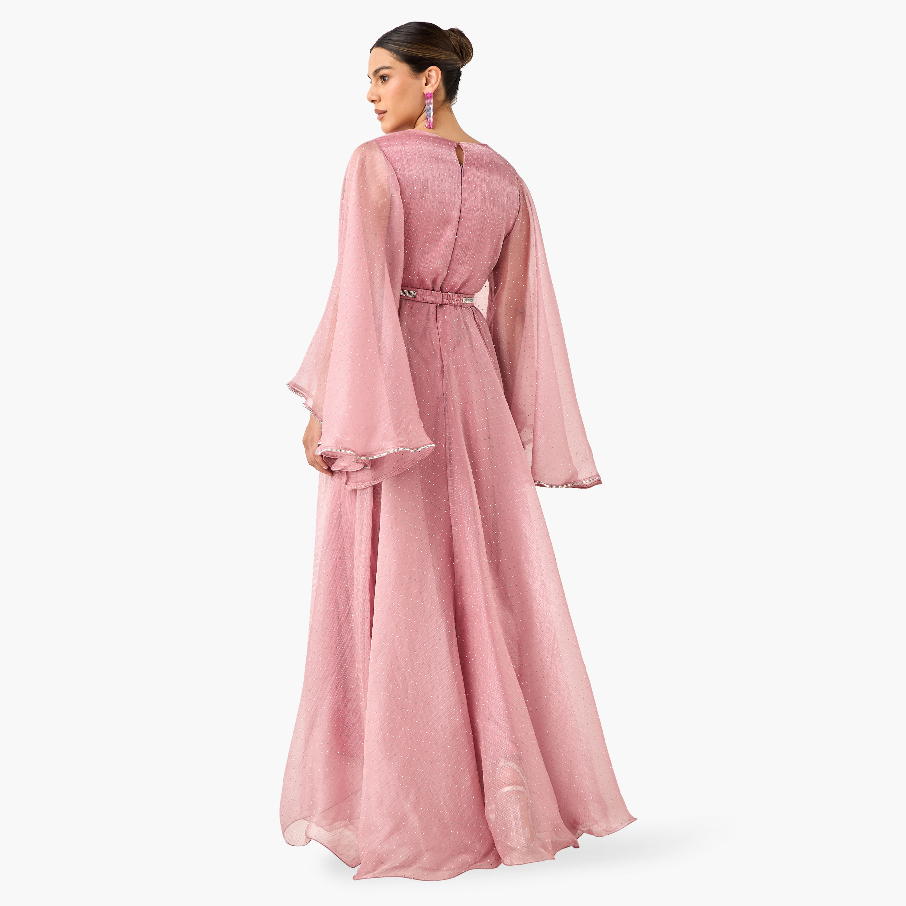 فستان ماكسي مزين بياقة V وأكمام طويلة واسعة من جولدن أبل-women-clothing-dresses-image-3