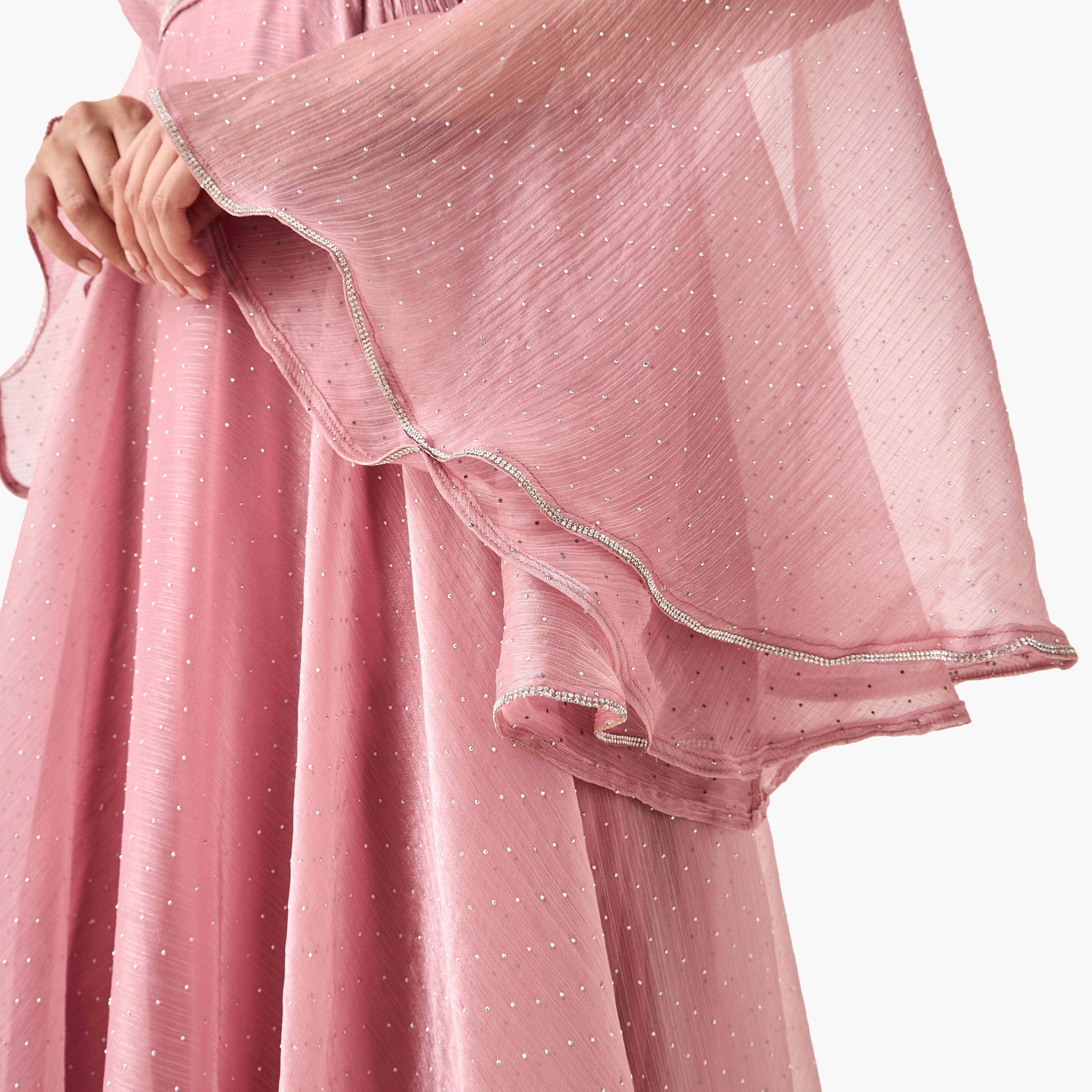 Golden Apple Embellished V-neck Maxi Dress with Long Flutter Sleeves-women-clothing-dresses-image-4