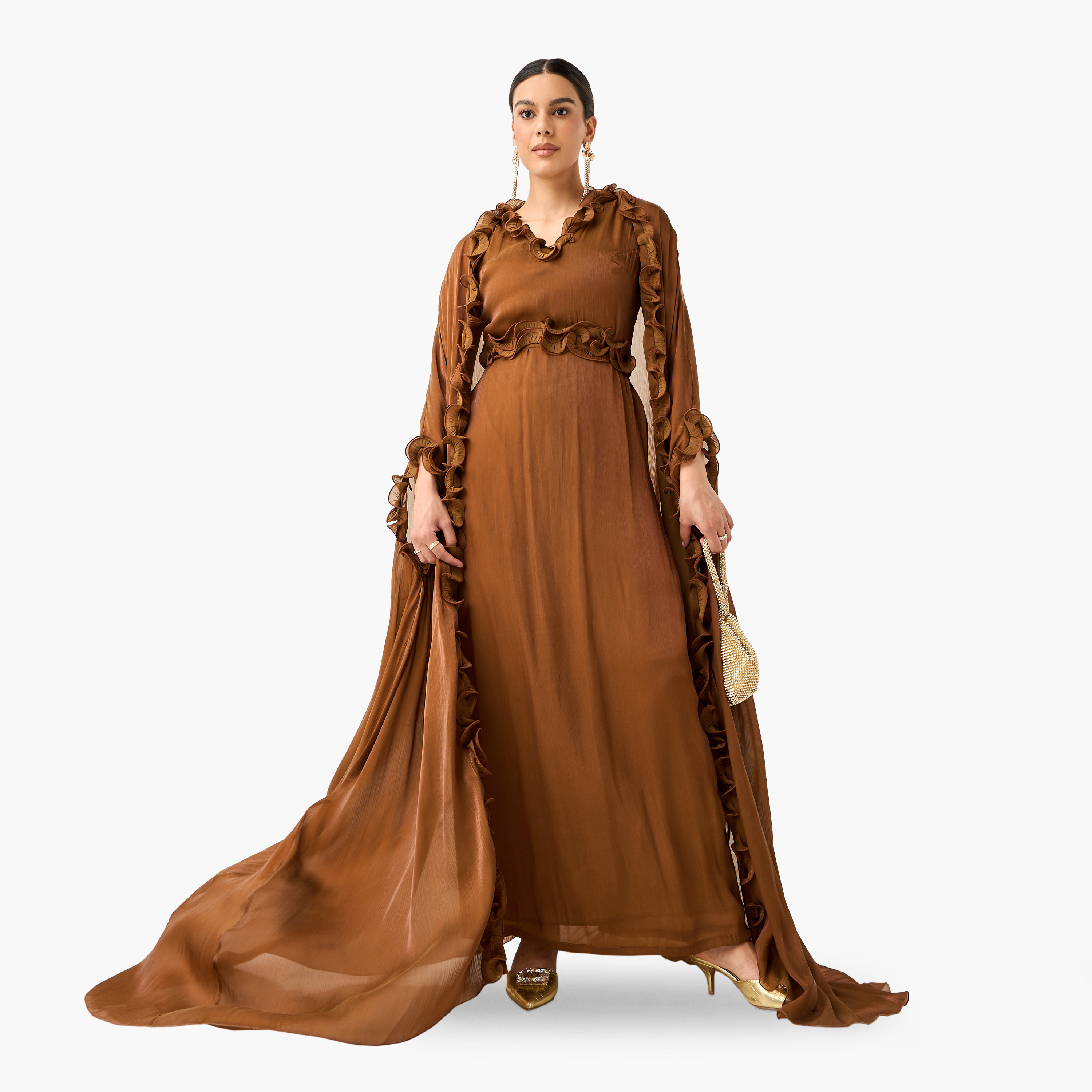 طقم فستان دون أكمام بكشكش ورداء مفتوح من الأمام من جولدن أبل-women-clothing-dresses-image-6
