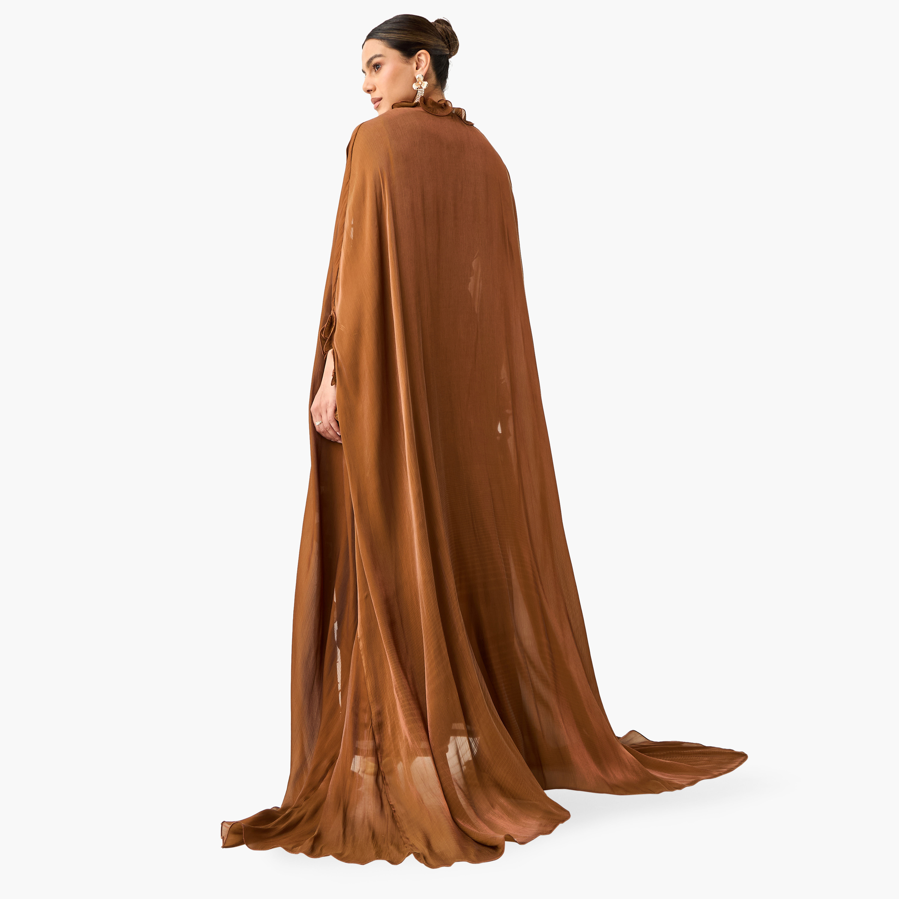Golden Apple Ruffle Detail Sleeveless Dress and Open Front Shrug Set-women-clothing-dresses-image-3