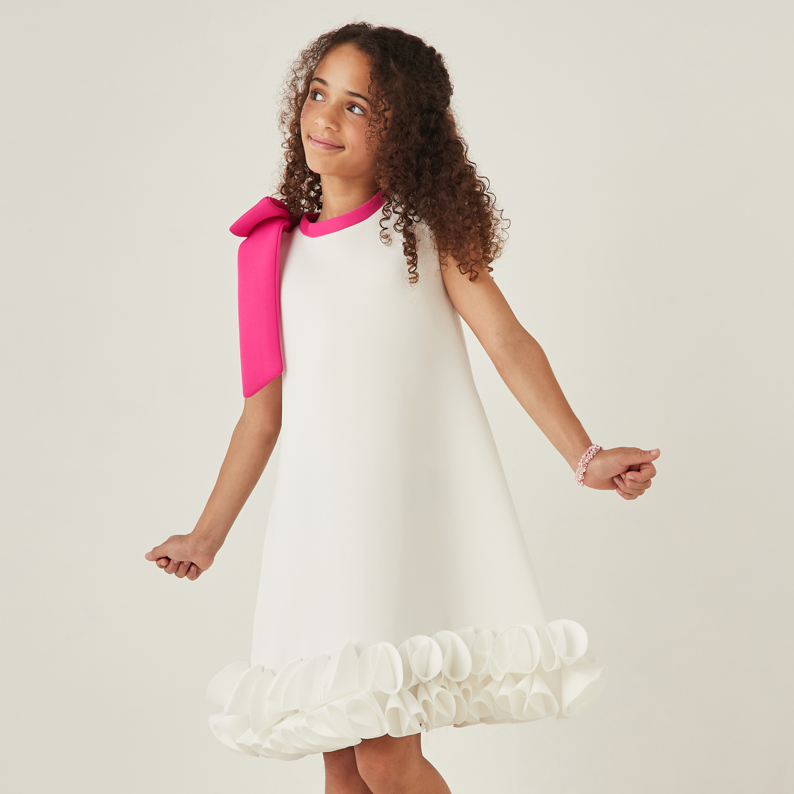 Little Golden Apple Bow Accent Sleeveless Dress with Ruffles-girls-clothing-dressesandjumpsuits-image-1