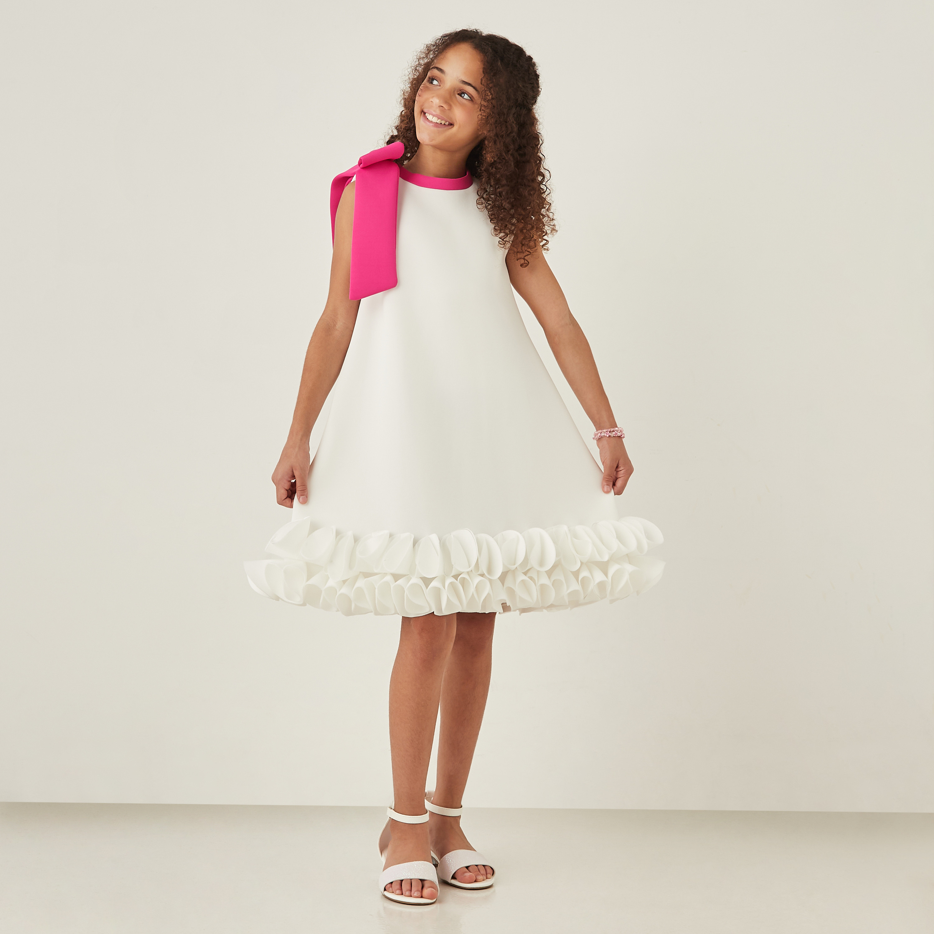 Little Golden Apple Bow Accent Sleeveless Dress with Ruffles-girls-clothing-dressesandjumpsuits-image-2