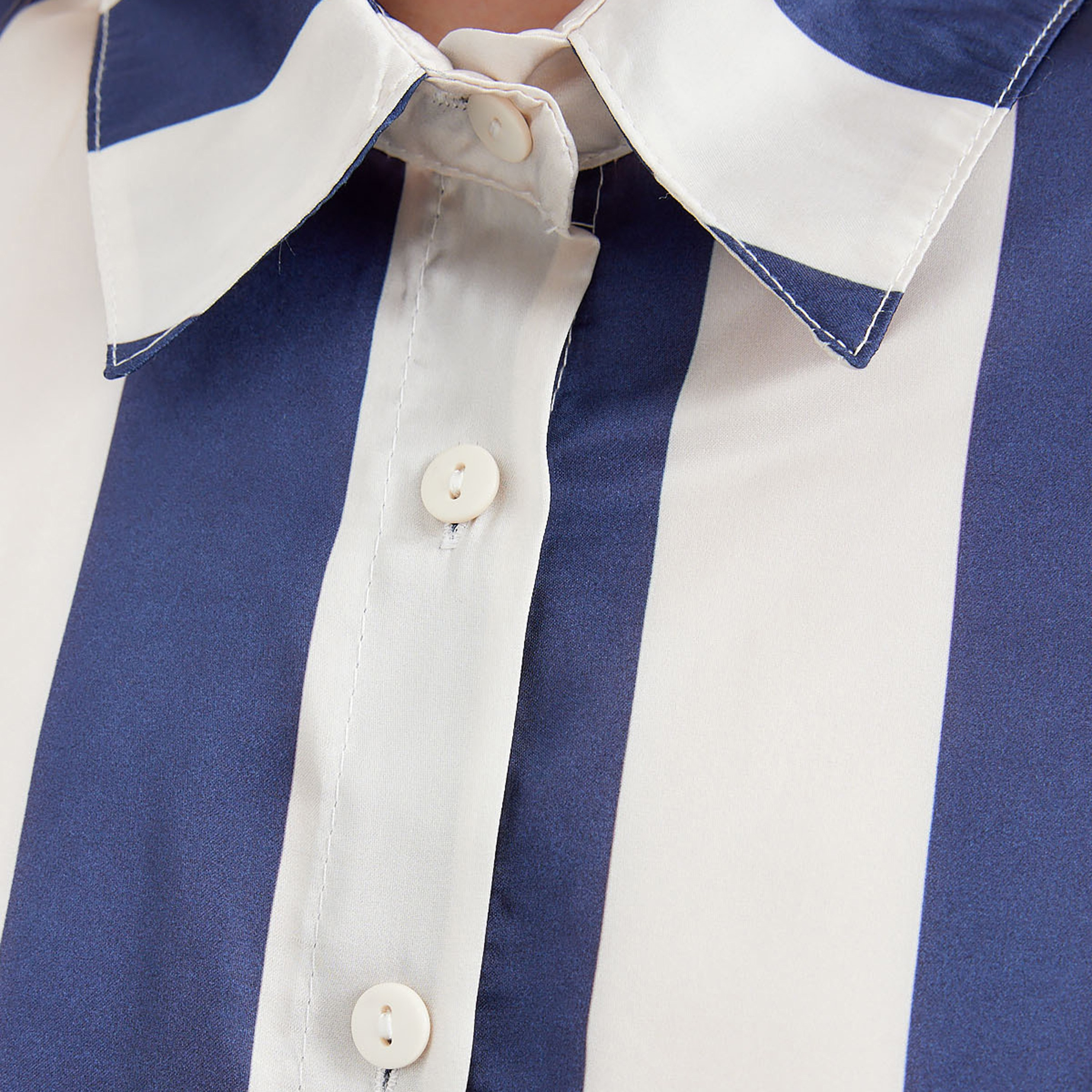 قميص نسائي قطني بياقة ومخطط باللون الأزرق من بيجدارت-women-clothing-shirtsandblouses-shirts-image-4