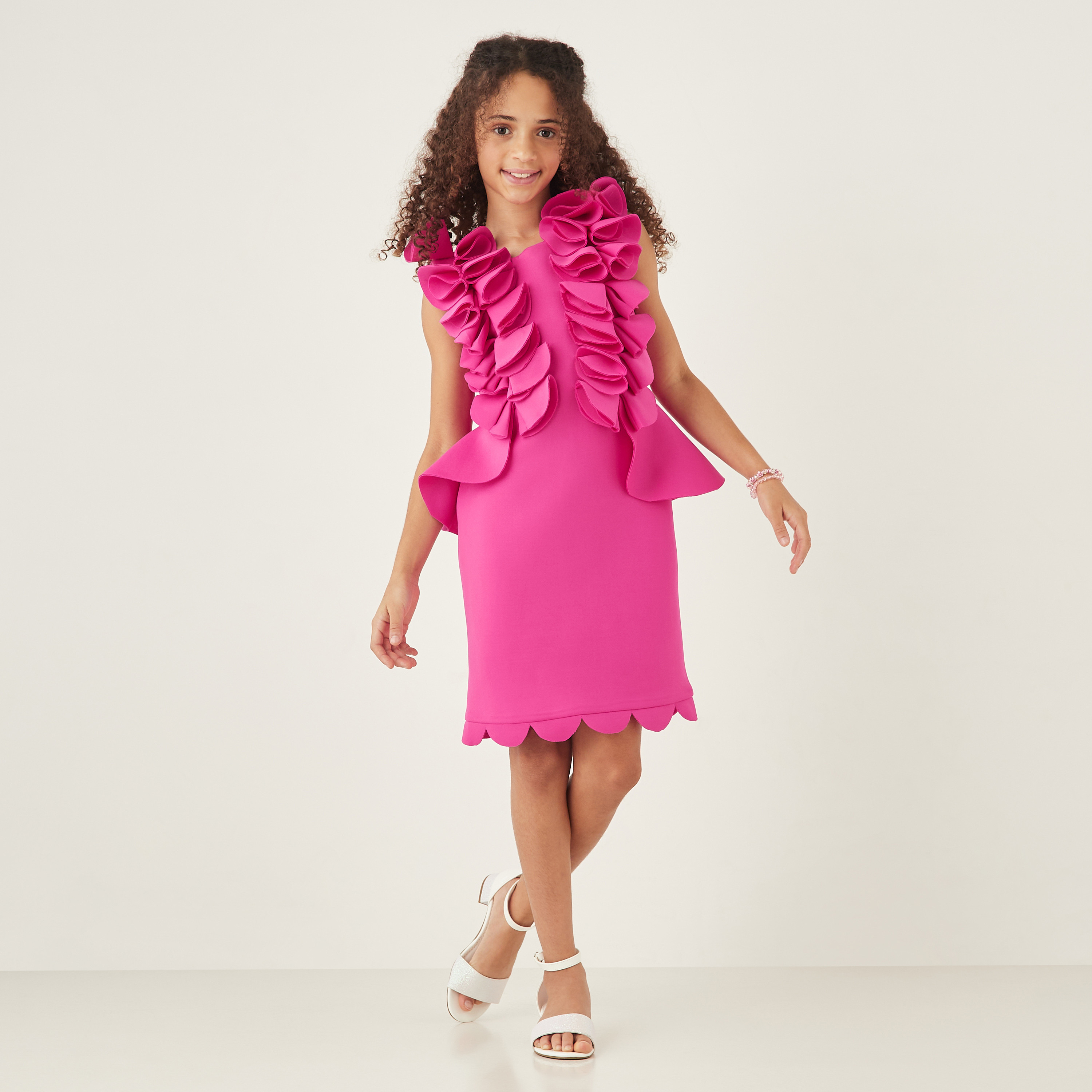 Little Golden Apple Ruffled Sleeveless Peplum Dress with Round Neck-girls-clothing-dressesandjumpsuits-image-5