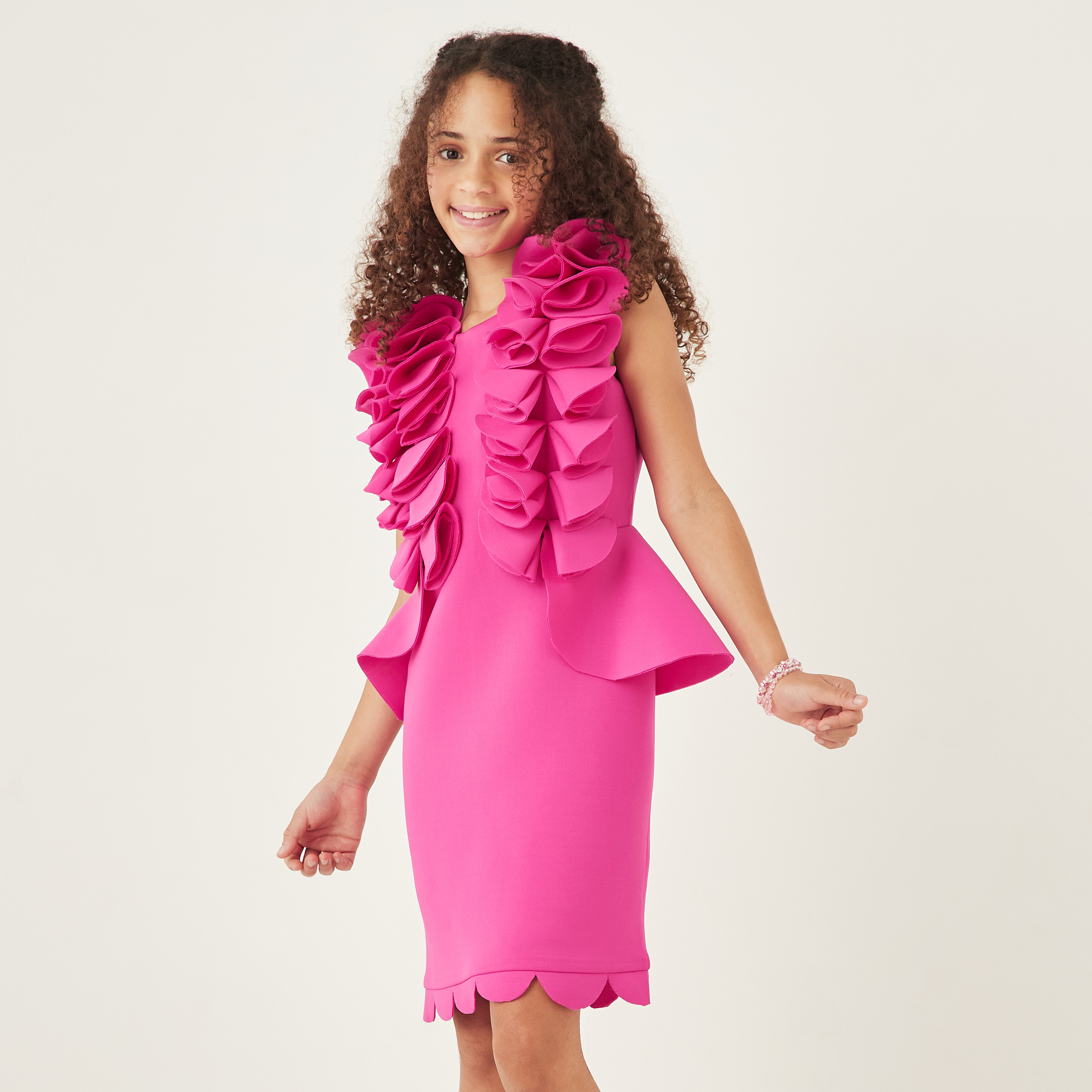 Little Golden Apple Ruffled Sleeveless Peplum Dress with Round Neck-girls-clothing-dressesandjumpsuits-image-6