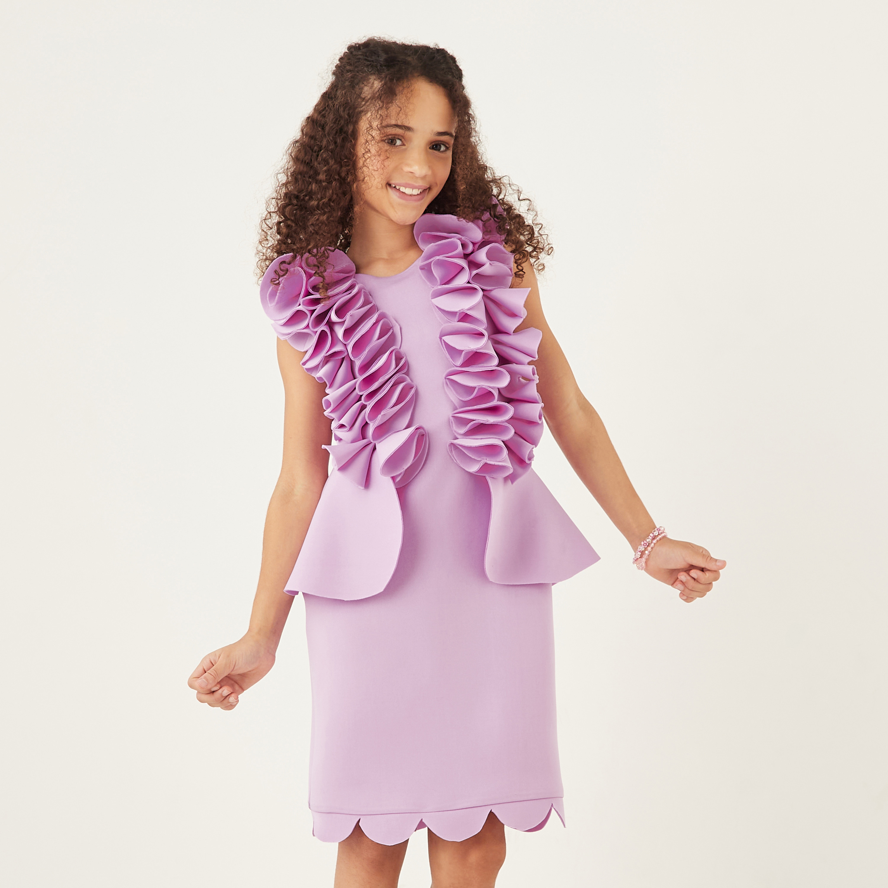 Little Golden Apple Ruffled Sleeveless Peplum Dress with Round Neck-girls-clothing-dressesandjumpsuits-image-1