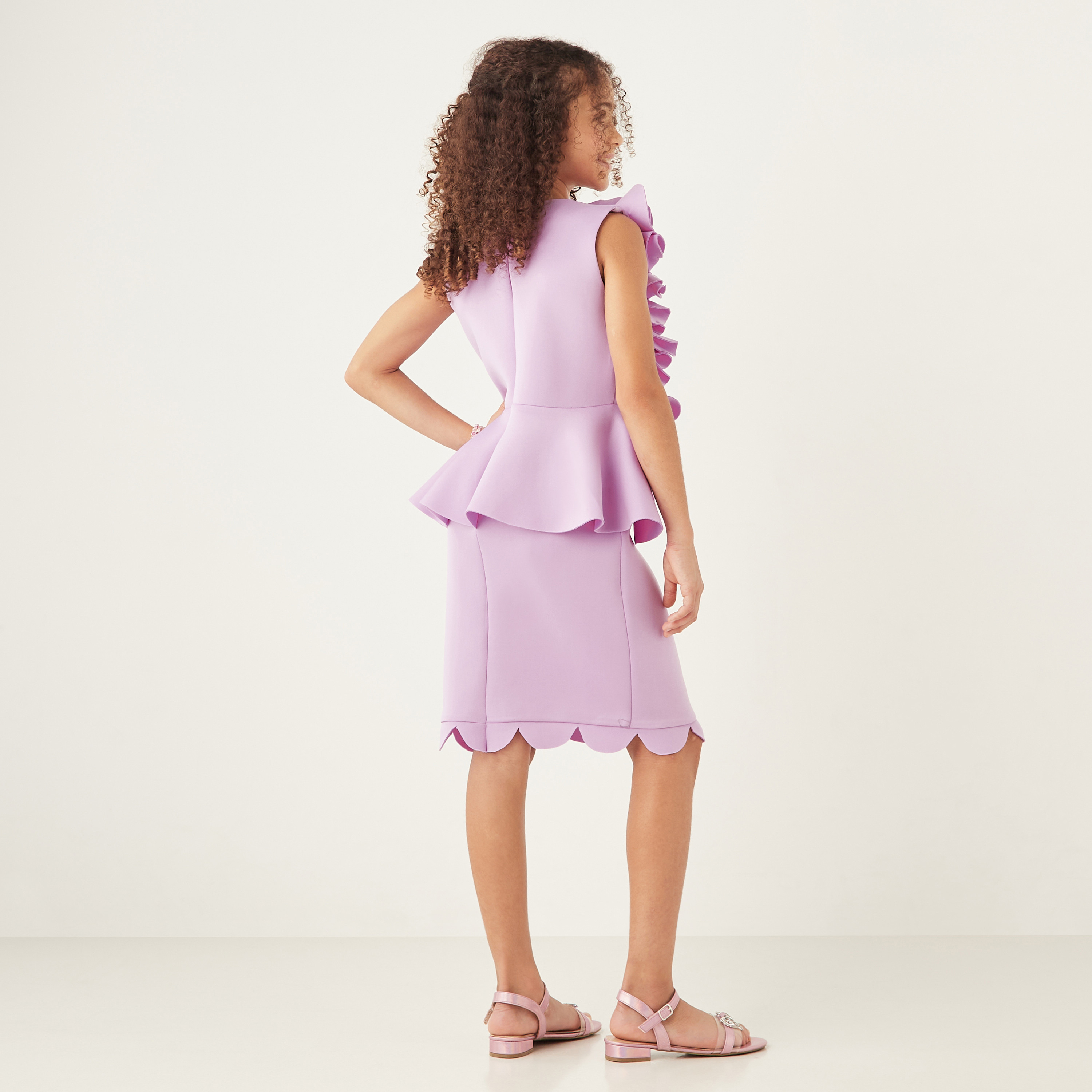 Little Golden Apple Ruffled Sleeveless Peplum Dress with Round Neck-girls-clothing-dressesandjumpsuits-image-3
