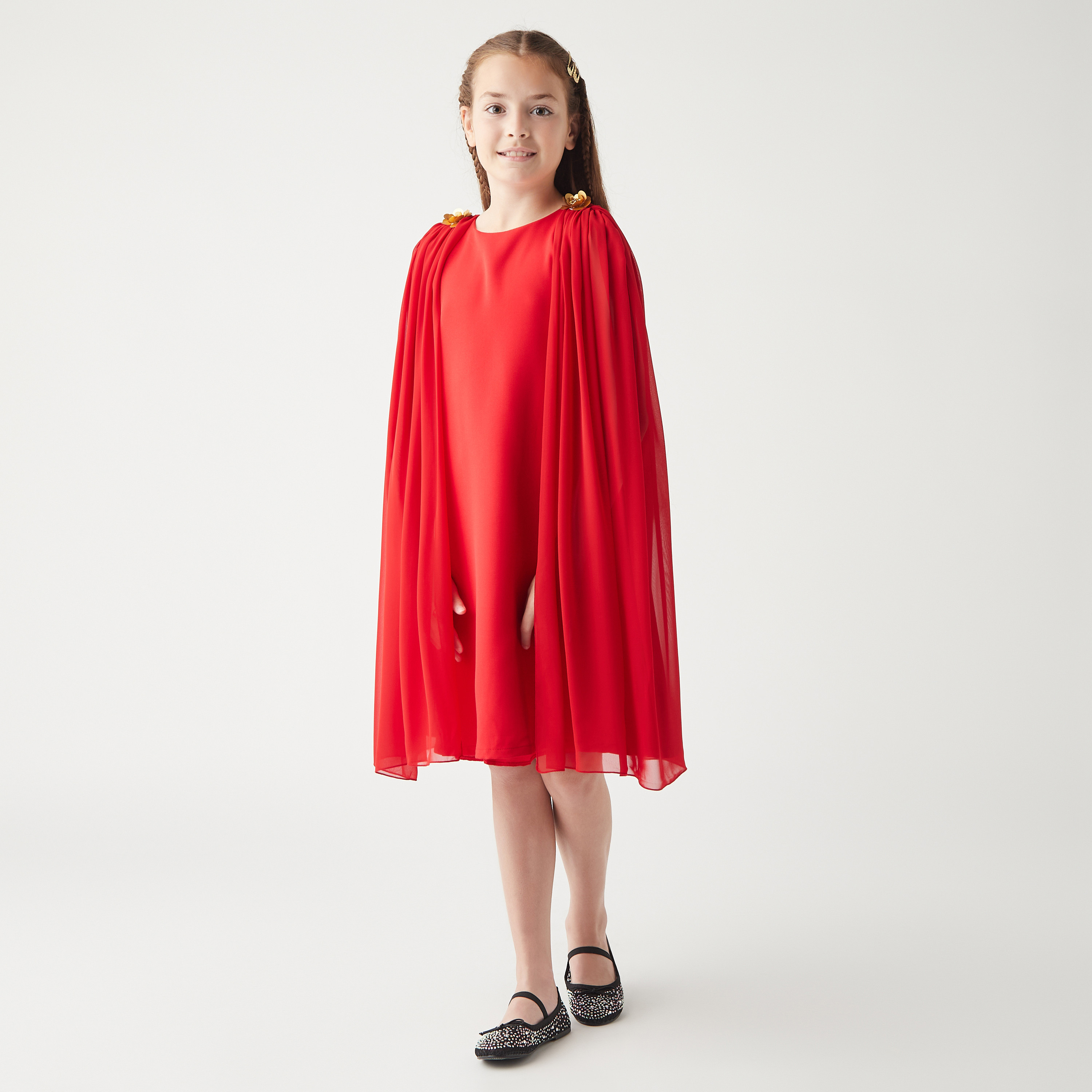 فستان بياقة مستديرة وأكمام كاب وسحّاب إغلاق من ليتل جولدن أبل-girls-clothing-dressesandjumpsuits-image-7