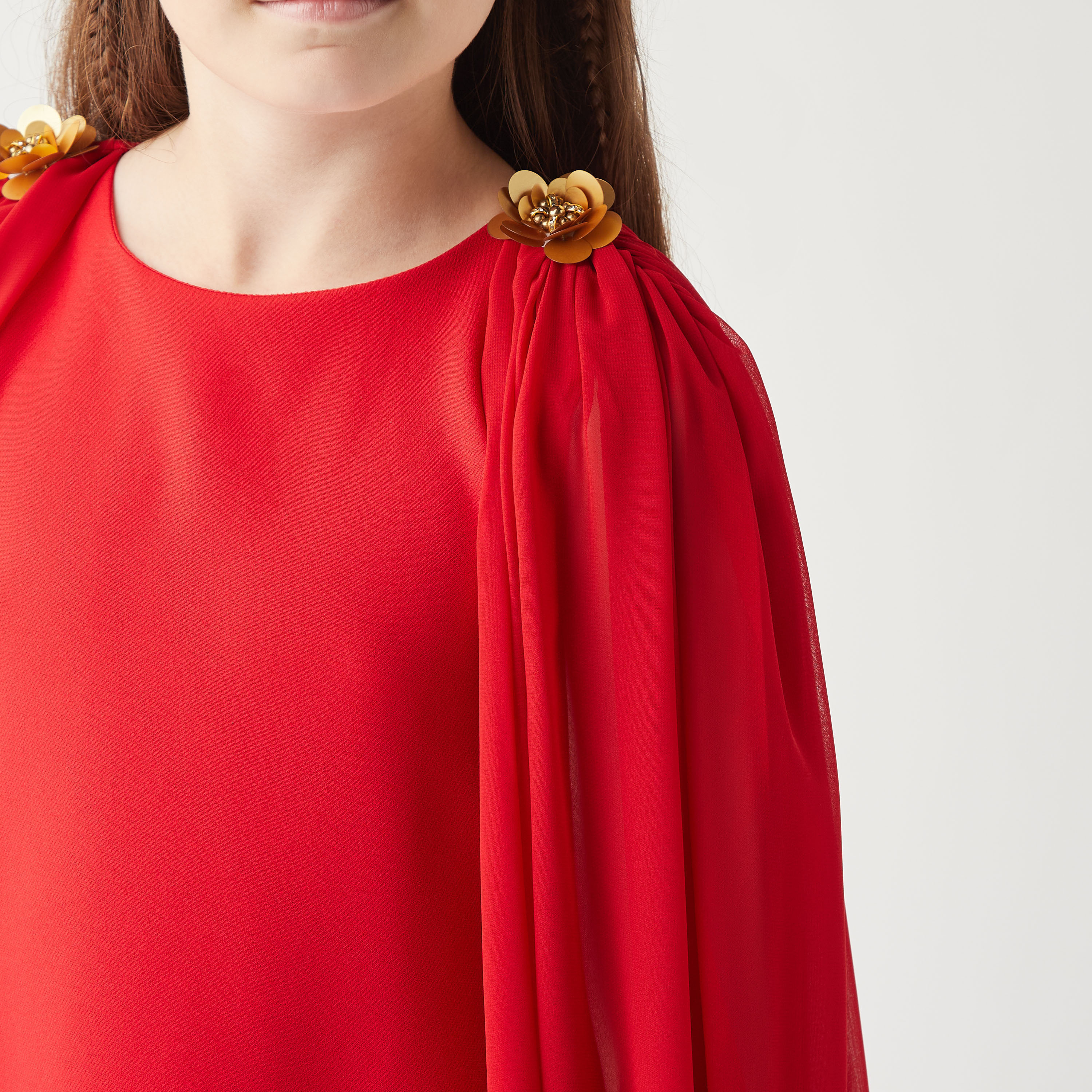 فستان بياقة مستديرة وأكمام كاب وسحّاب إغلاق من ليتل جولدن أبل-girls-clothing-dressesandjumpsuits-image-8
