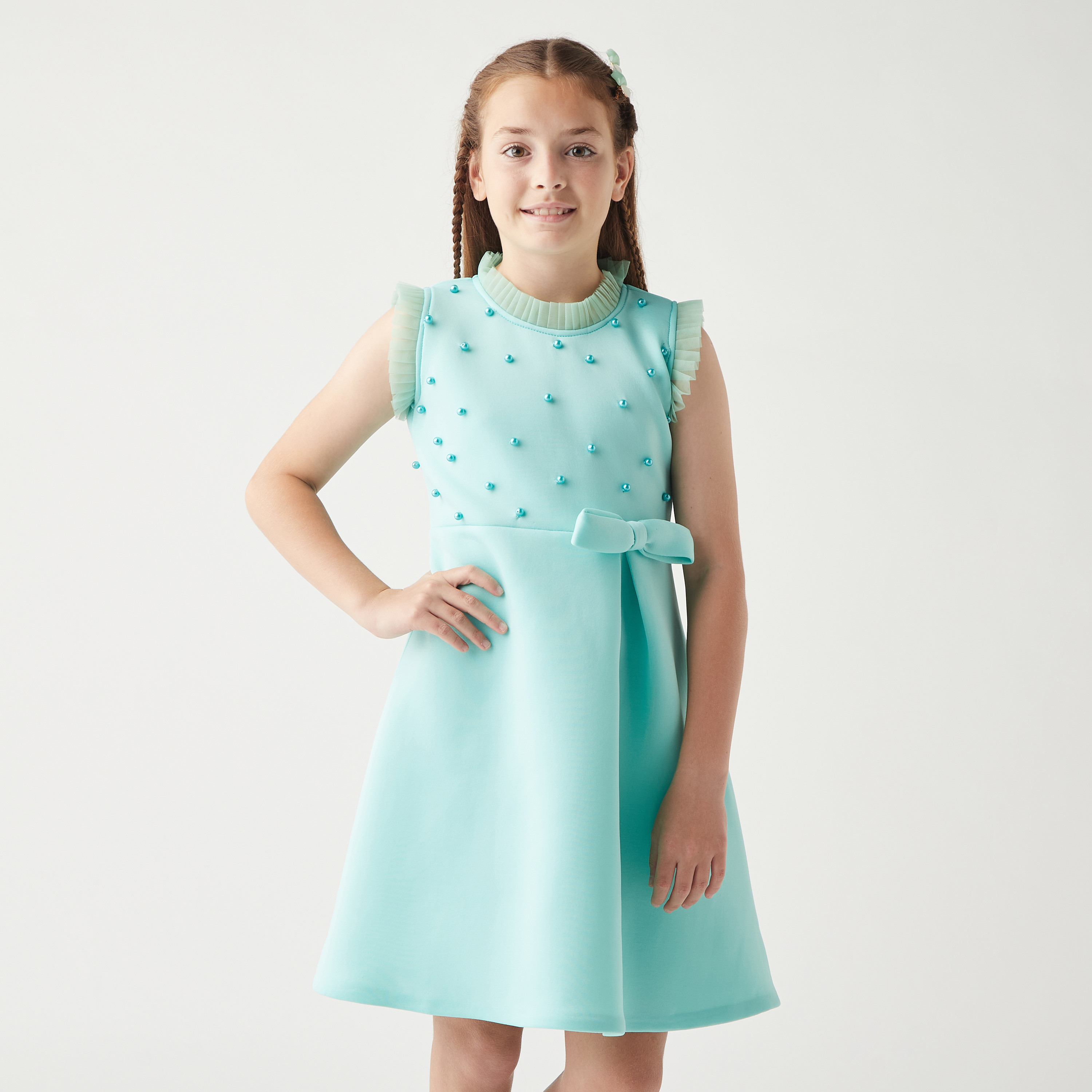 فستان بدون أكمام مزين بحزام ربط من ليتل جولدن أبل-girls-clothing-dressesandjumpsuits-image-5