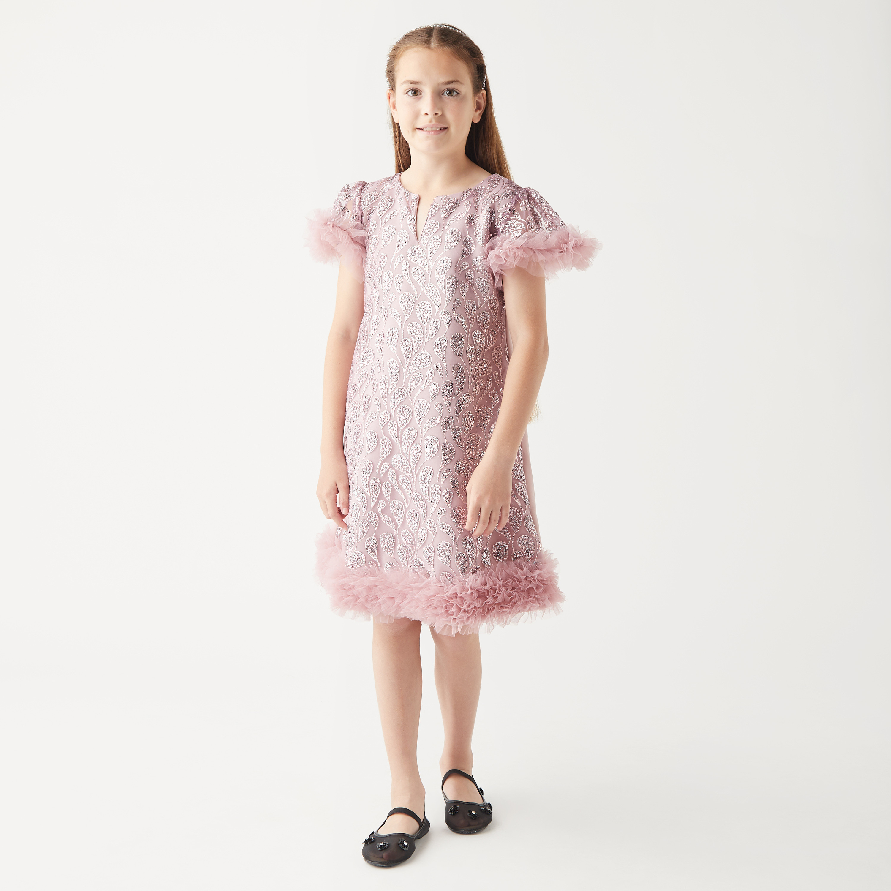 فستان مزين بتفاصيل كشكش وسحاب إغلاق من ليتل جولدن أبل-girls-clothing-dressesandjumpsuits-image-6