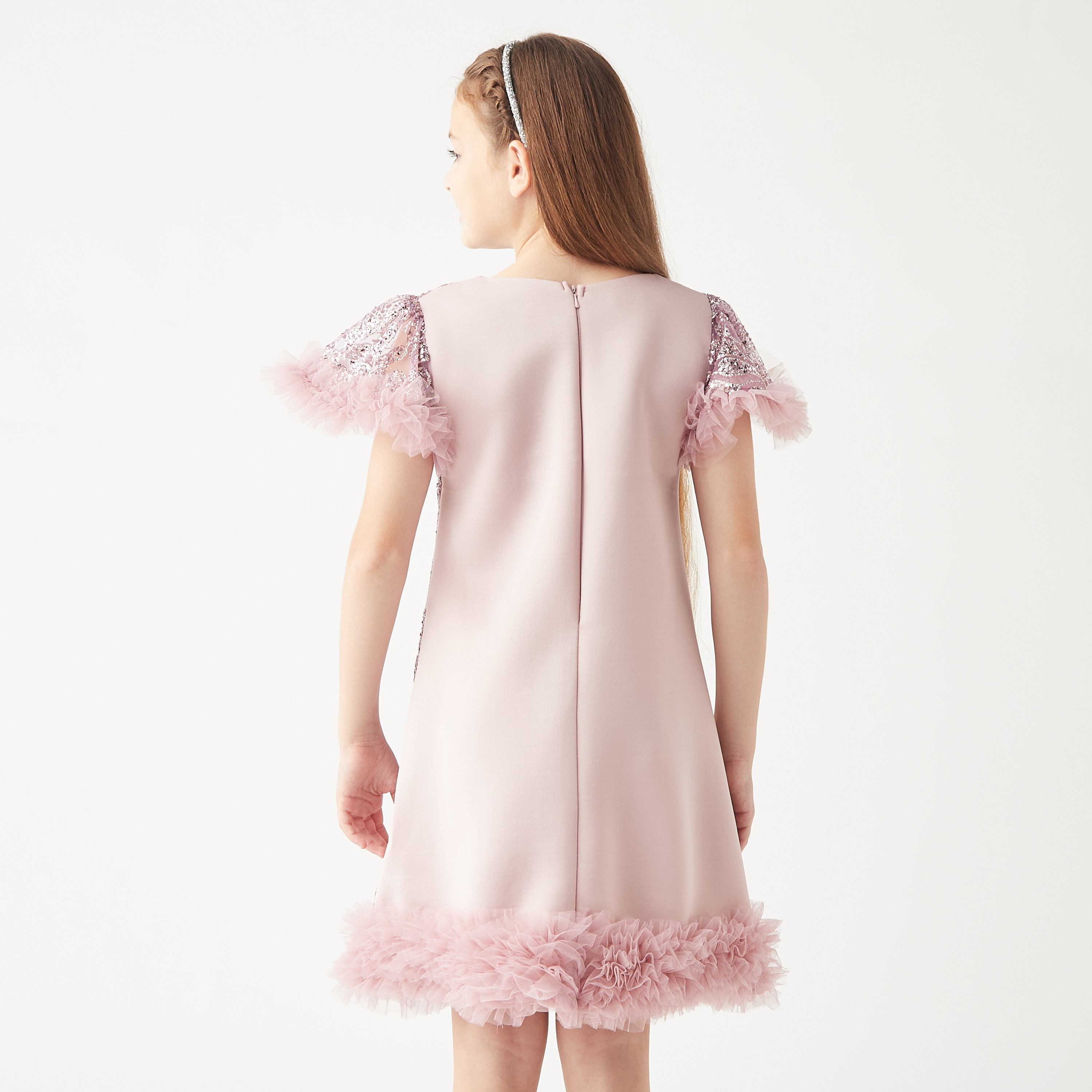 فستان مزين بتفاصيل كشكش وسحاب إغلاق من ليتل جولدن أبل-girls-clothing-dressesandjumpsuits-image-7