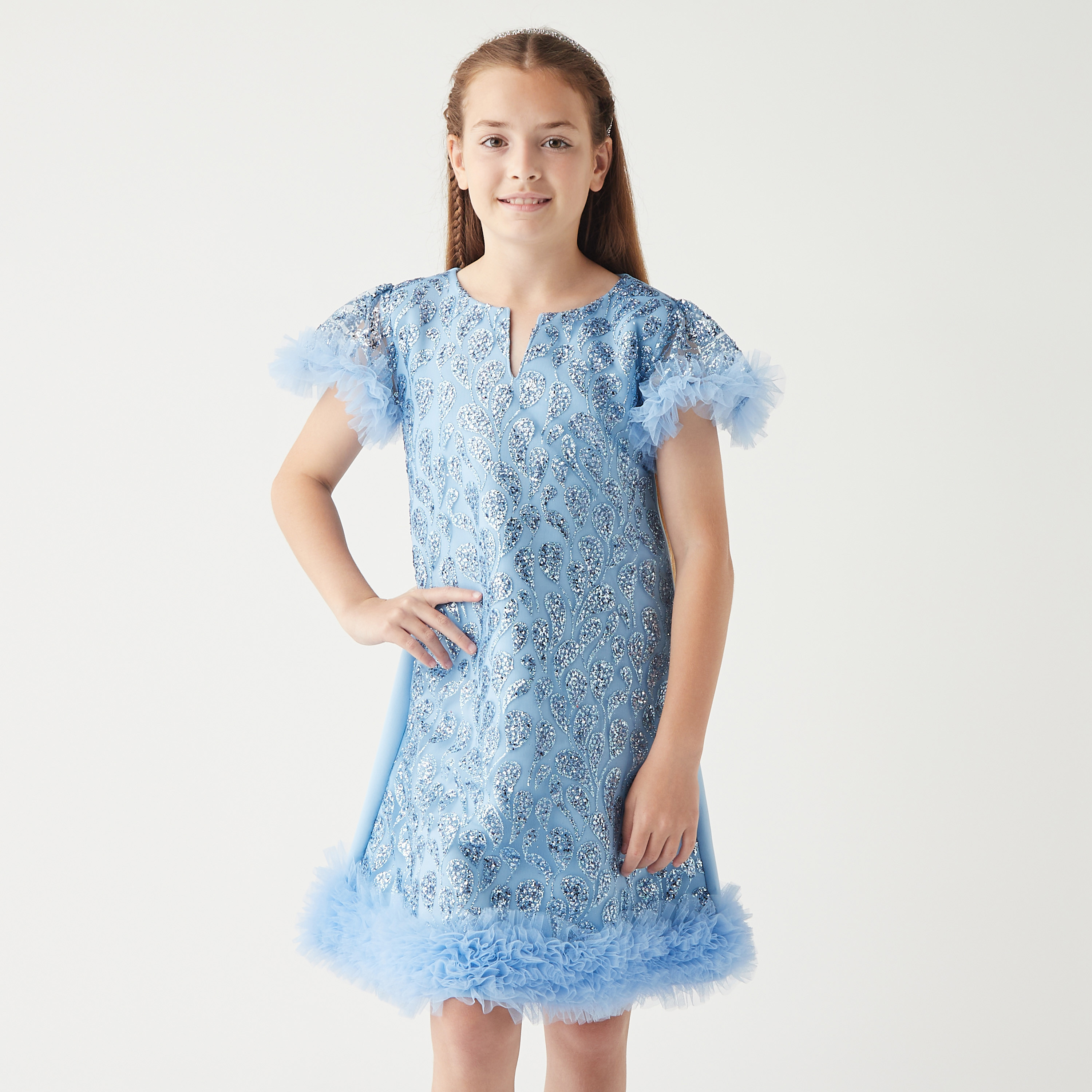 Little Golden Apple Embellished Dress with Ruffle Detail and Zip Closure-girls-clothing-dressesandjumpsuits-image-1