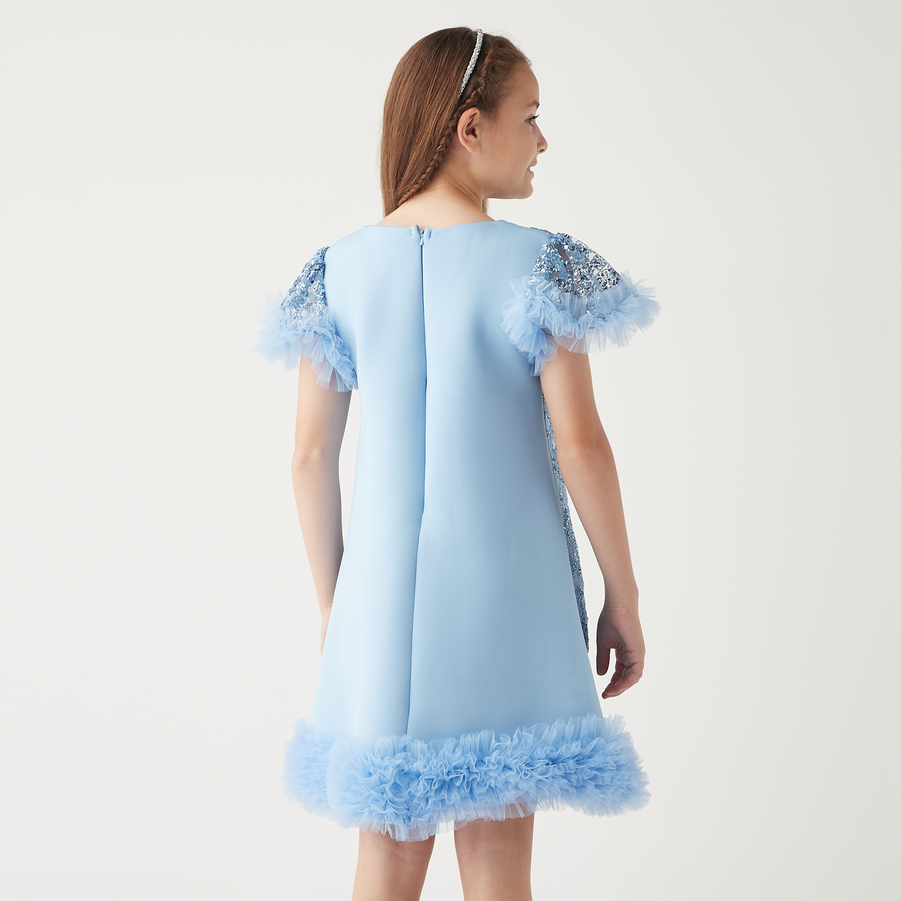 فستان مزين بتفاصيل كشكش وسحاب إغلاق من ليتل جولدن أبل-girls-clothing-dressesandjumpsuits-image-3