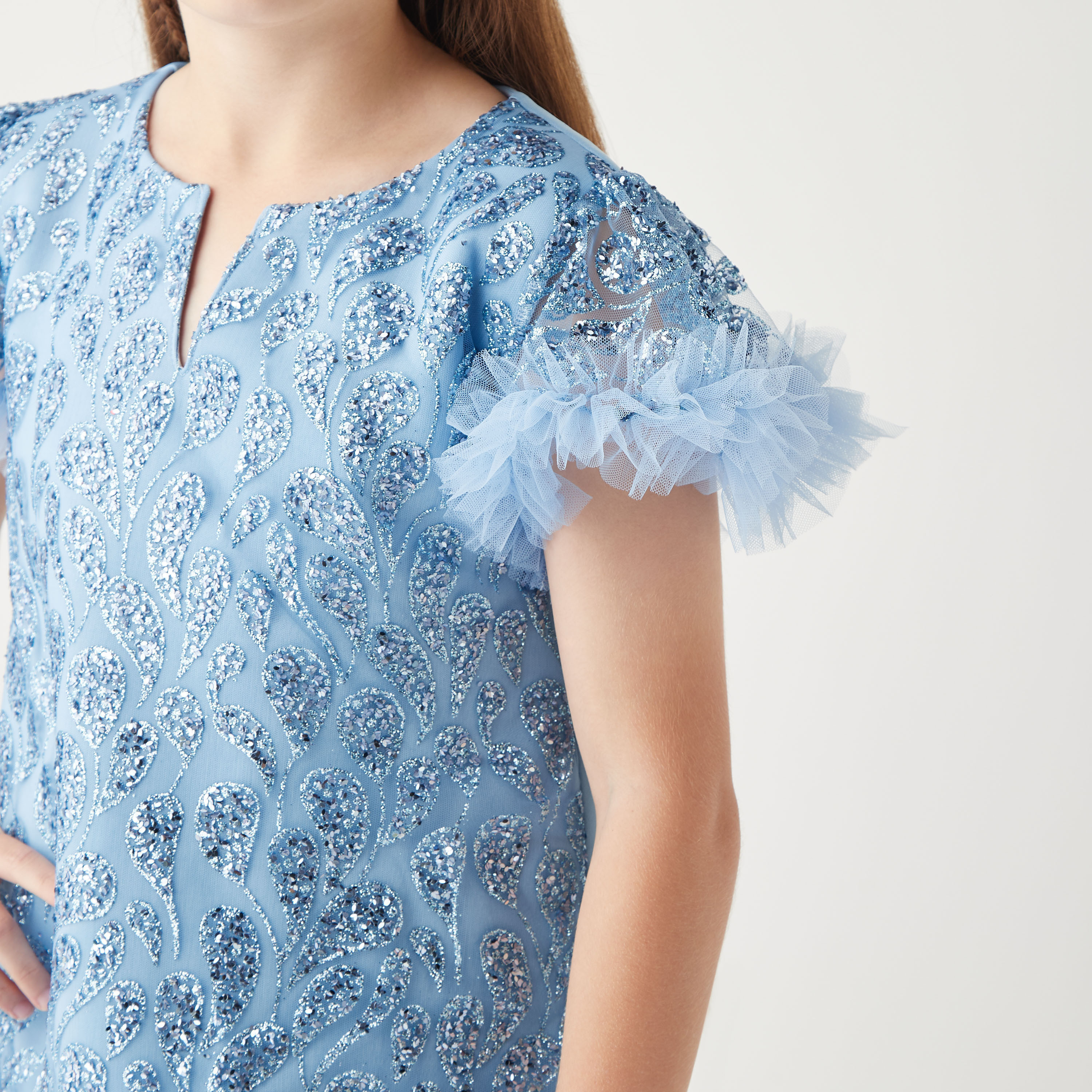 فستان مزين بتفاصيل كشكش وسحاب إغلاق من ليتل جولدن أبل-girls-clothing-dressesandjumpsuits-image-4