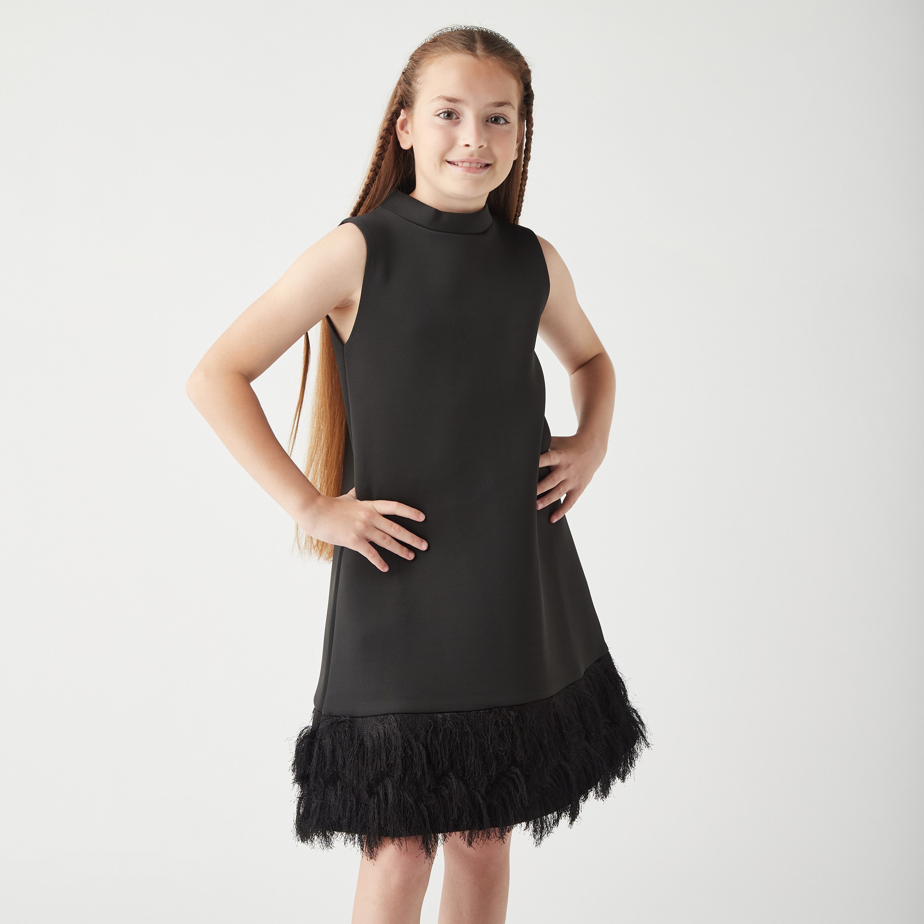 فستان دون أكمام بسحاب إغلاق وتفاصيل شراشيب من ليتل جولدن أبل-girls-clothing-dressesandjumpsuits-image-5