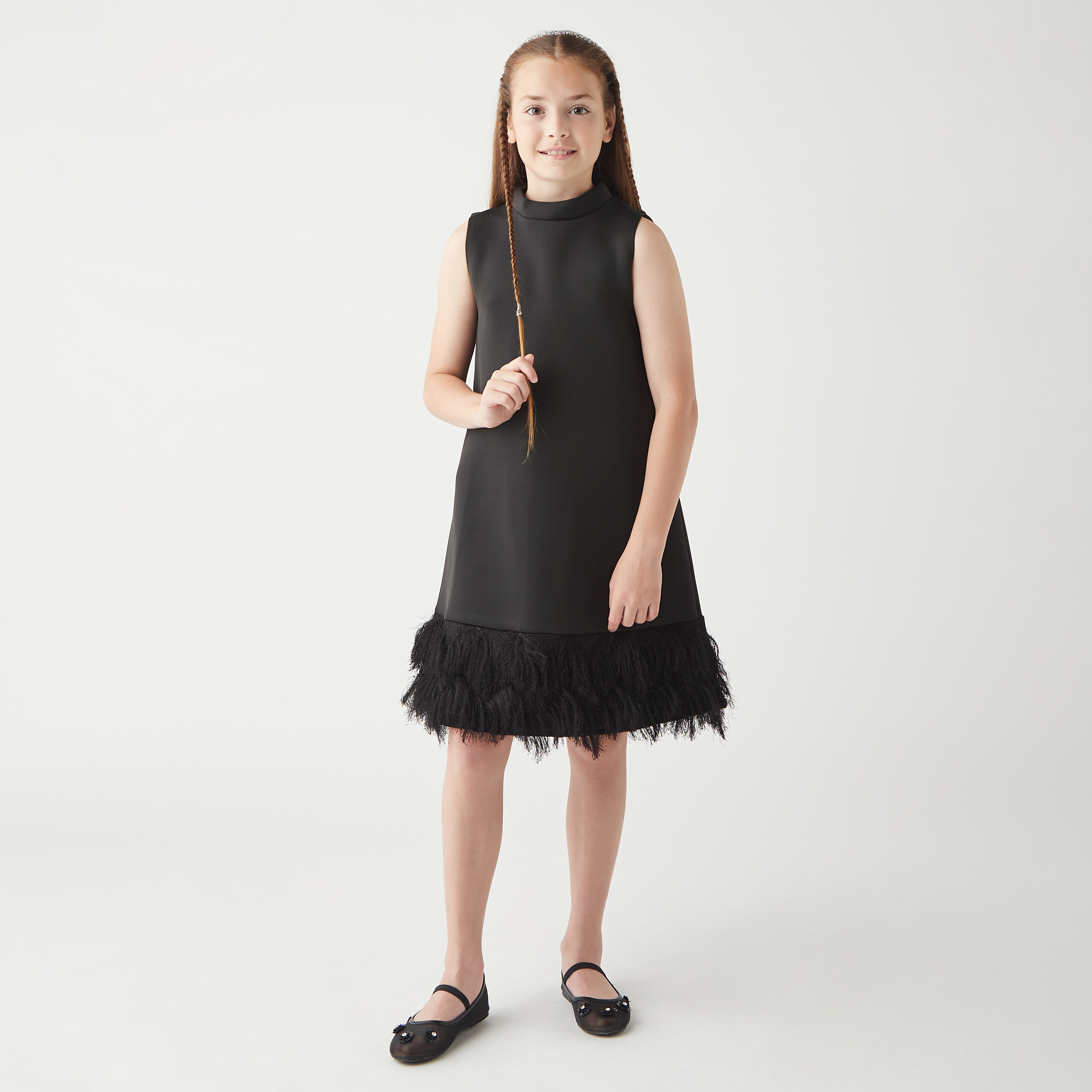 فستان دون أكمام بسحاب إغلاق وتفاصيل شراشيب من ليتل جولدن أبل-girls-clothing-dressesandjumpsuits-image-6