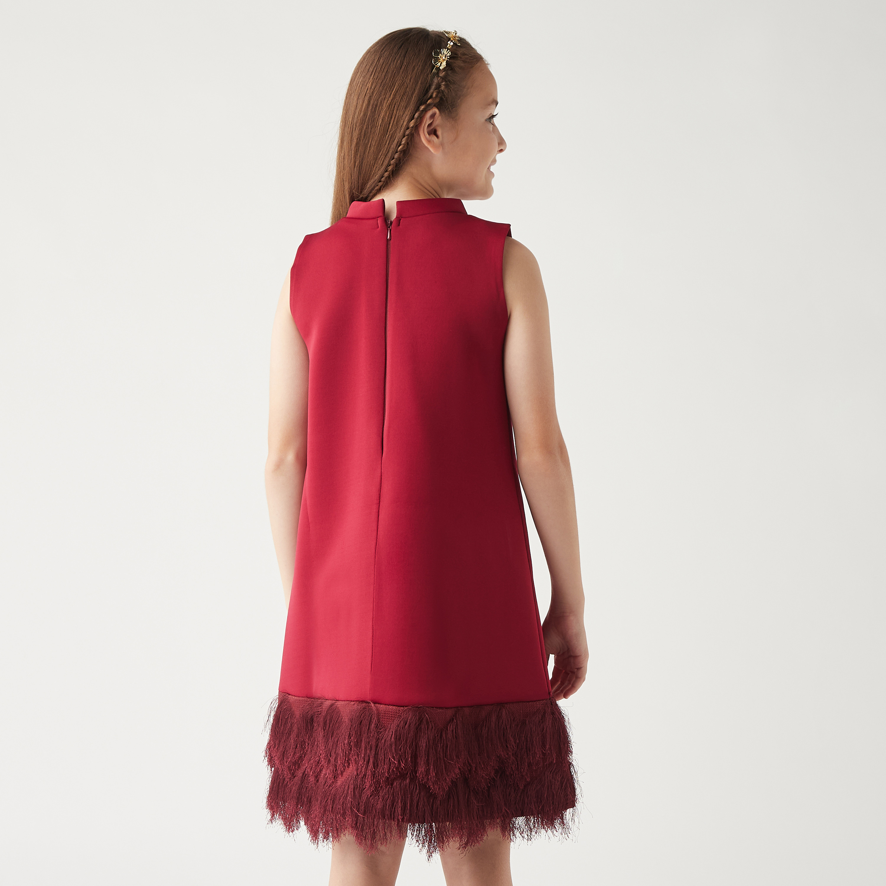 فستان دون أكمام بسحاب إغلاق وتفاصيل شراشيب من ليتل جولدن أبل-girls-clothing-dressesandjumpsuits-image-3