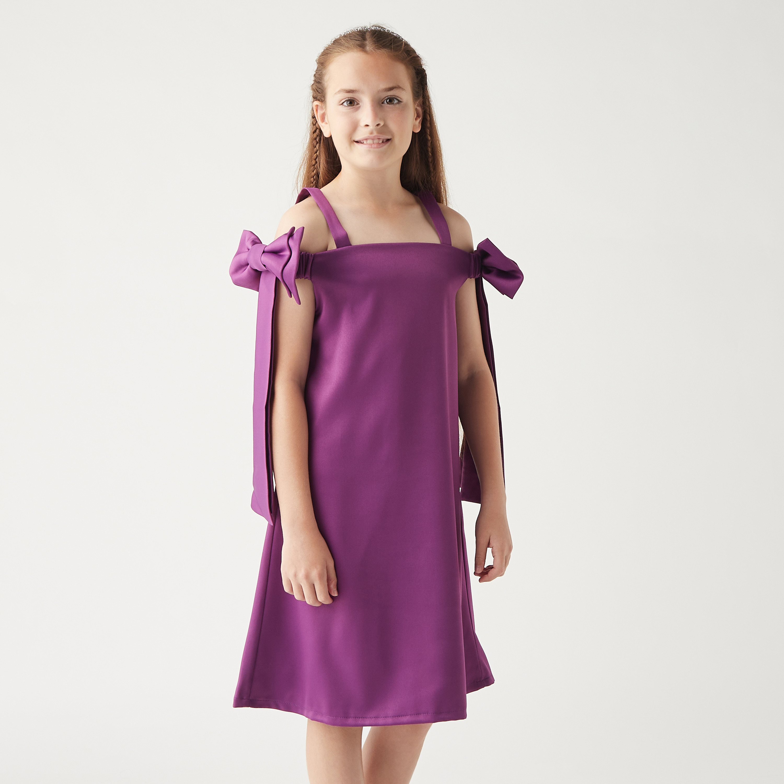 فستان مكشوف الكتفين بسحاب إغلاق وفيونكة من ليتل جولدن آبل-girls-clothing-dressesandjumpsuits-image-1