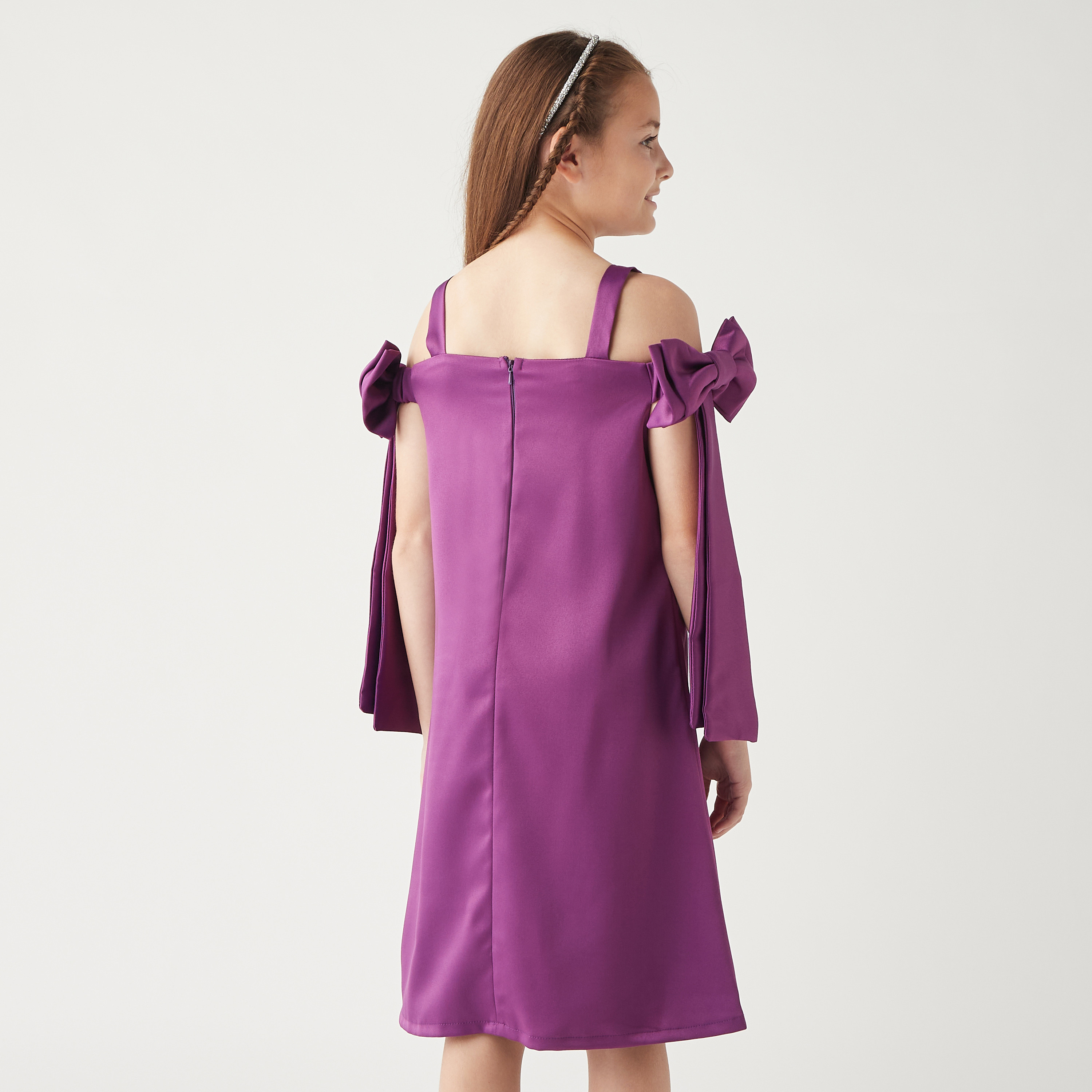 فستان مكشوف الكتفين بسحاب إغلاق وفيونكة من ليتل جولدن آبل-girls-clothing-dressesandjumpsuits-image-3
