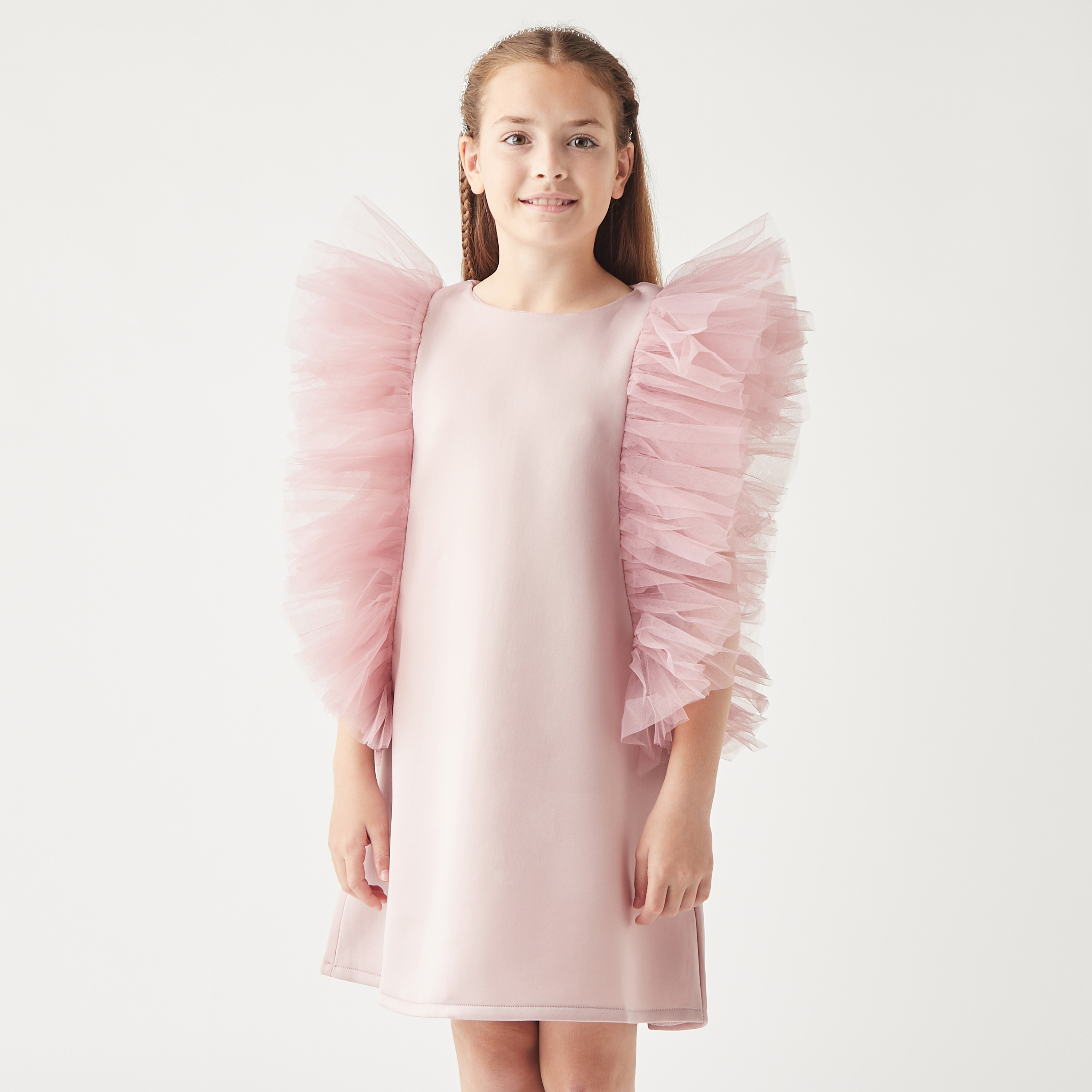 فستان دون أكمام بسحاب إغلاق وتفاصيل شراشيب من ليتل جولدن أبل-girls-clothing-dressesandjumpsuits-image-1