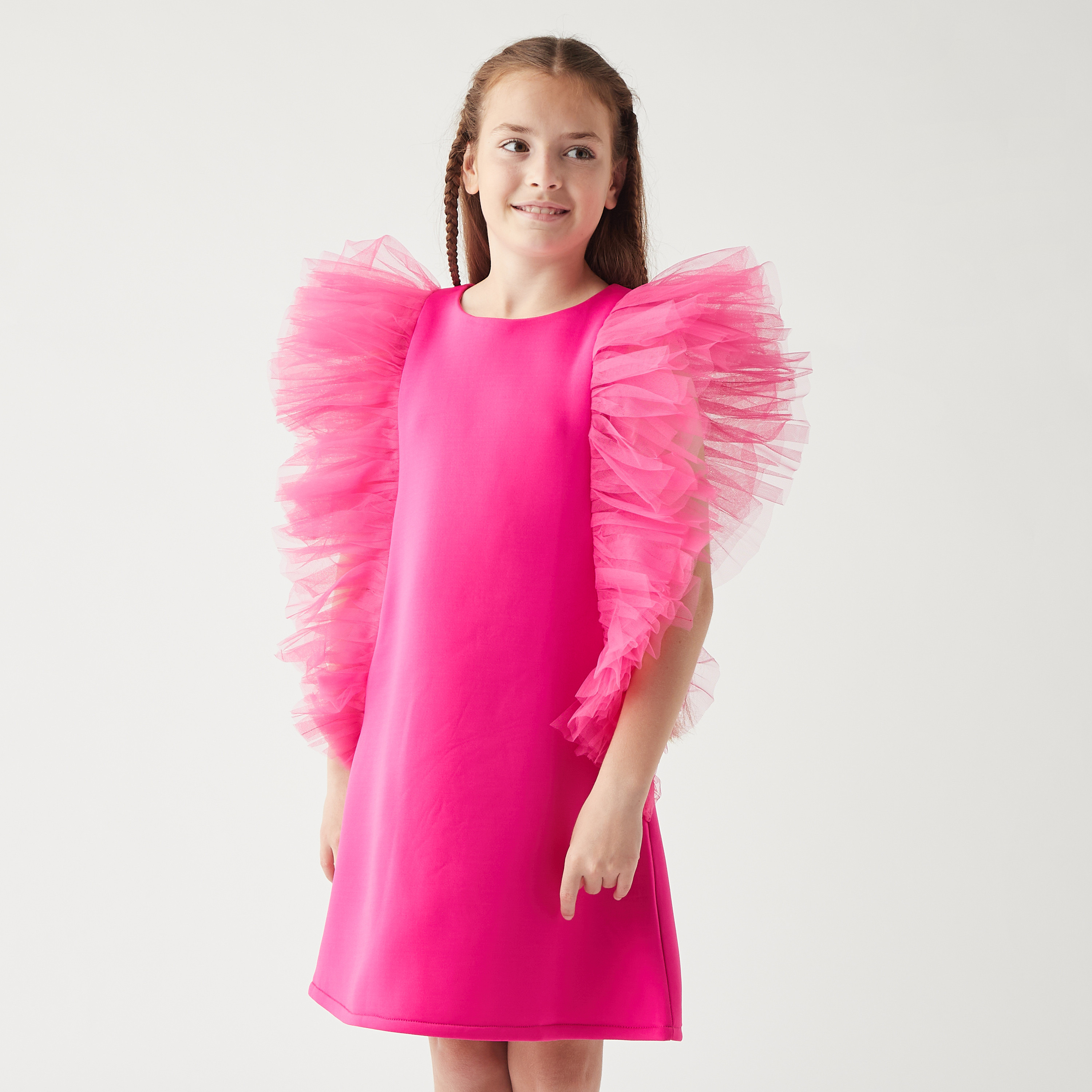 Little Golden Apple Ruffle Detail Sleeveless Dress with Zip Closure-girls-clothing-dressesandjumpsuits-image-1